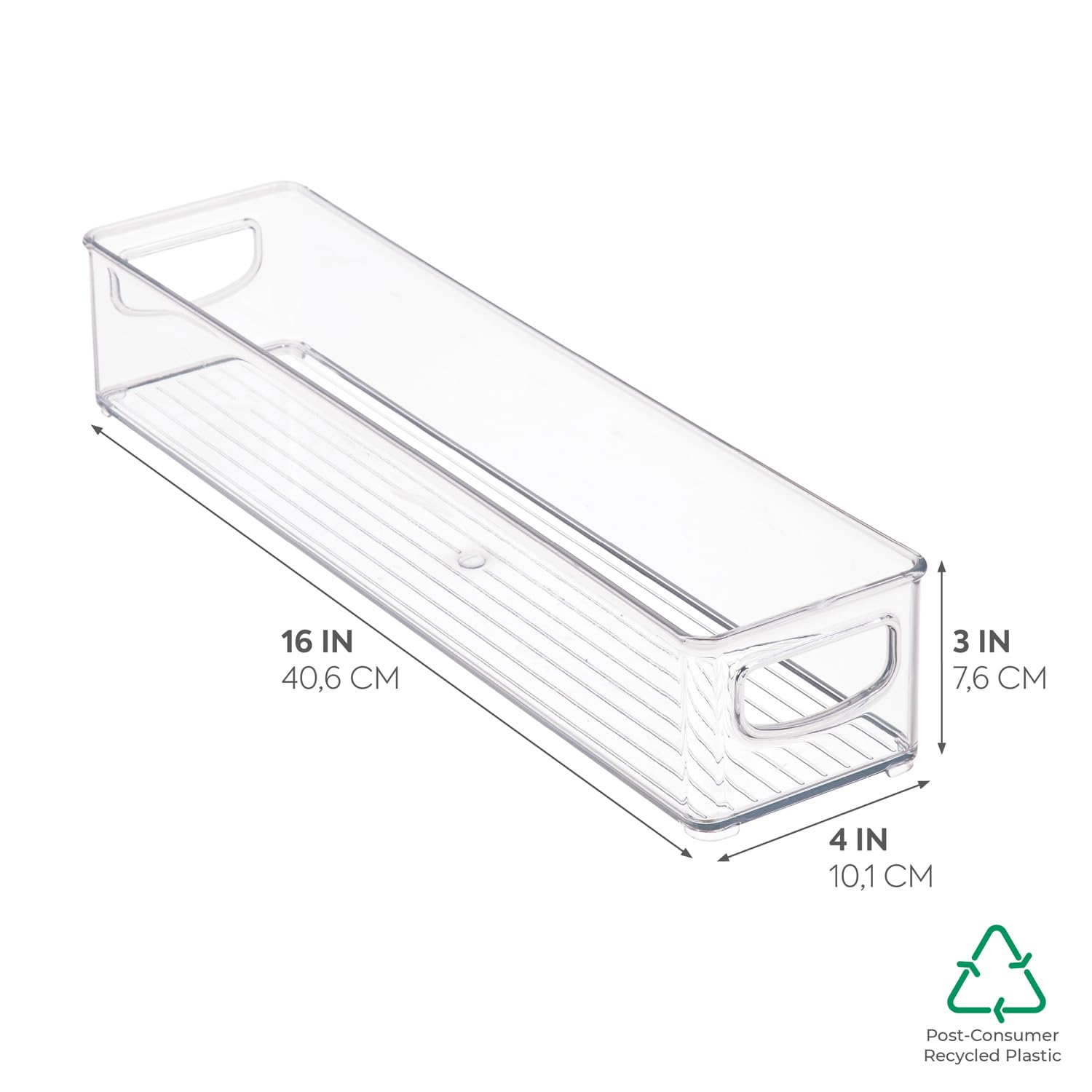 BPA-Free Plastic Pantry and Kitchen Storage Organizer Bin with Easy Grip Handles - 16