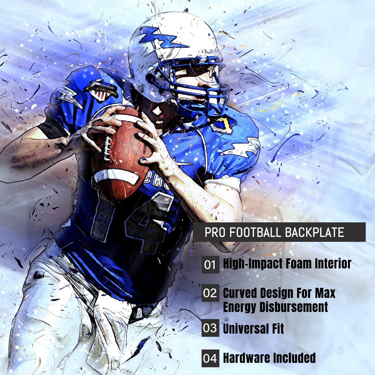 Football Back Plate - Durable Rear Protector for Shoulder Pads | Lower Back Support for Football Players | Safe & Stylish Design | Perfect for Training, Games & Tackle Protection