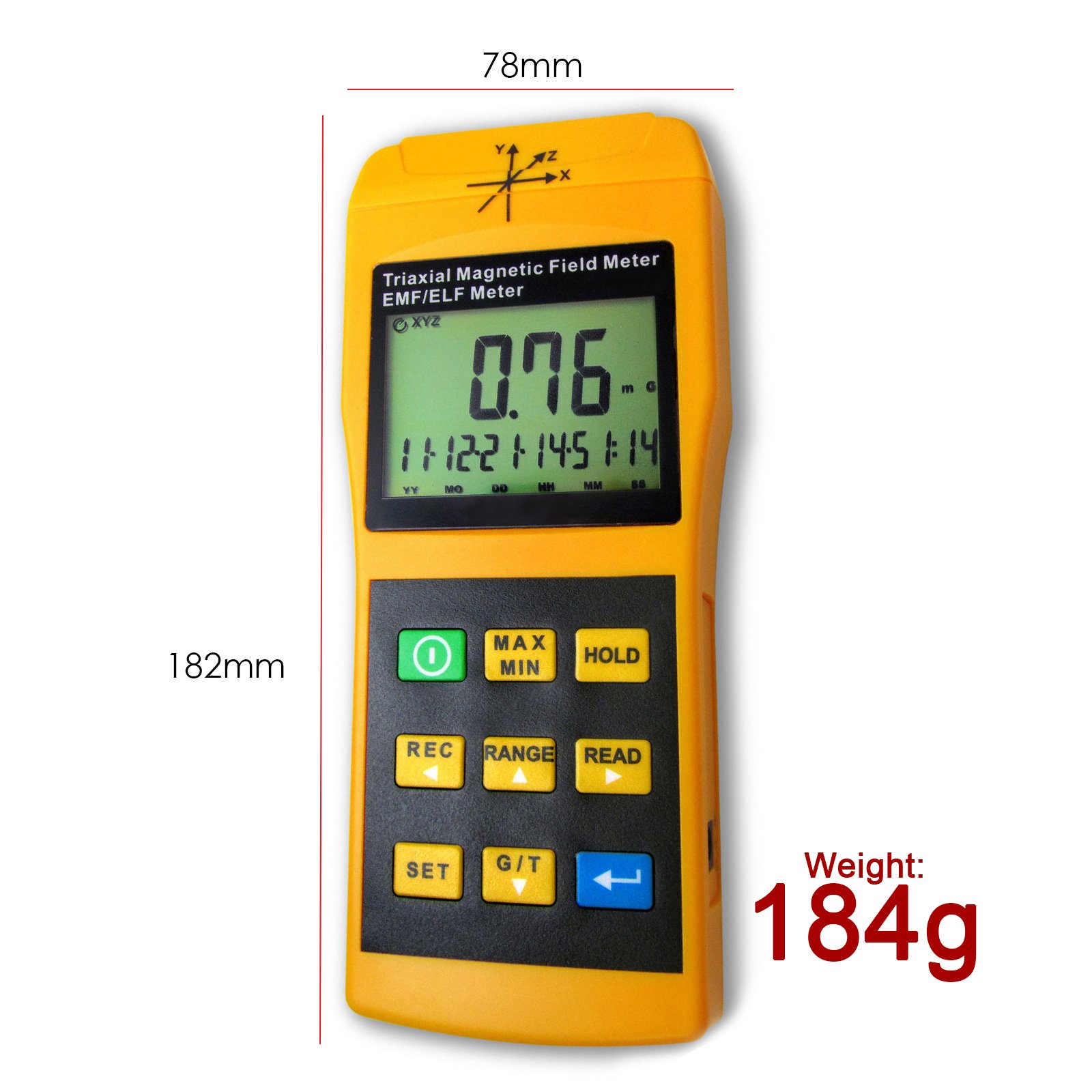 3-Axis Gauss EMF ELF Meter Detector - Handheld Portable Electromagnetic Field Radiation Tester (20/200/2000 mG & uT, 30-2000Hz) for Home, Office & Industrial Use - Measure Microwave, Computer, Monitor & Power Line EMF Radiation