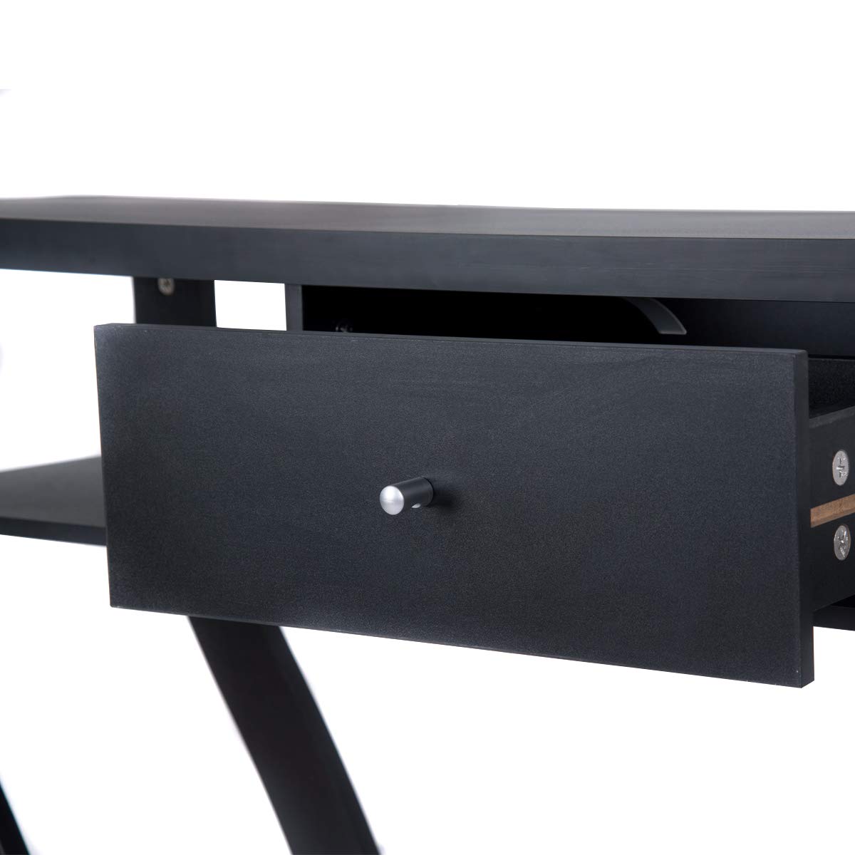Giantex Narrow Console Table with Storage Drawer & Shelf - Entryway Hall Table, Sofa Side Table for Small Spaces - Black Home Office & Living Room Furniture for Modern Decor