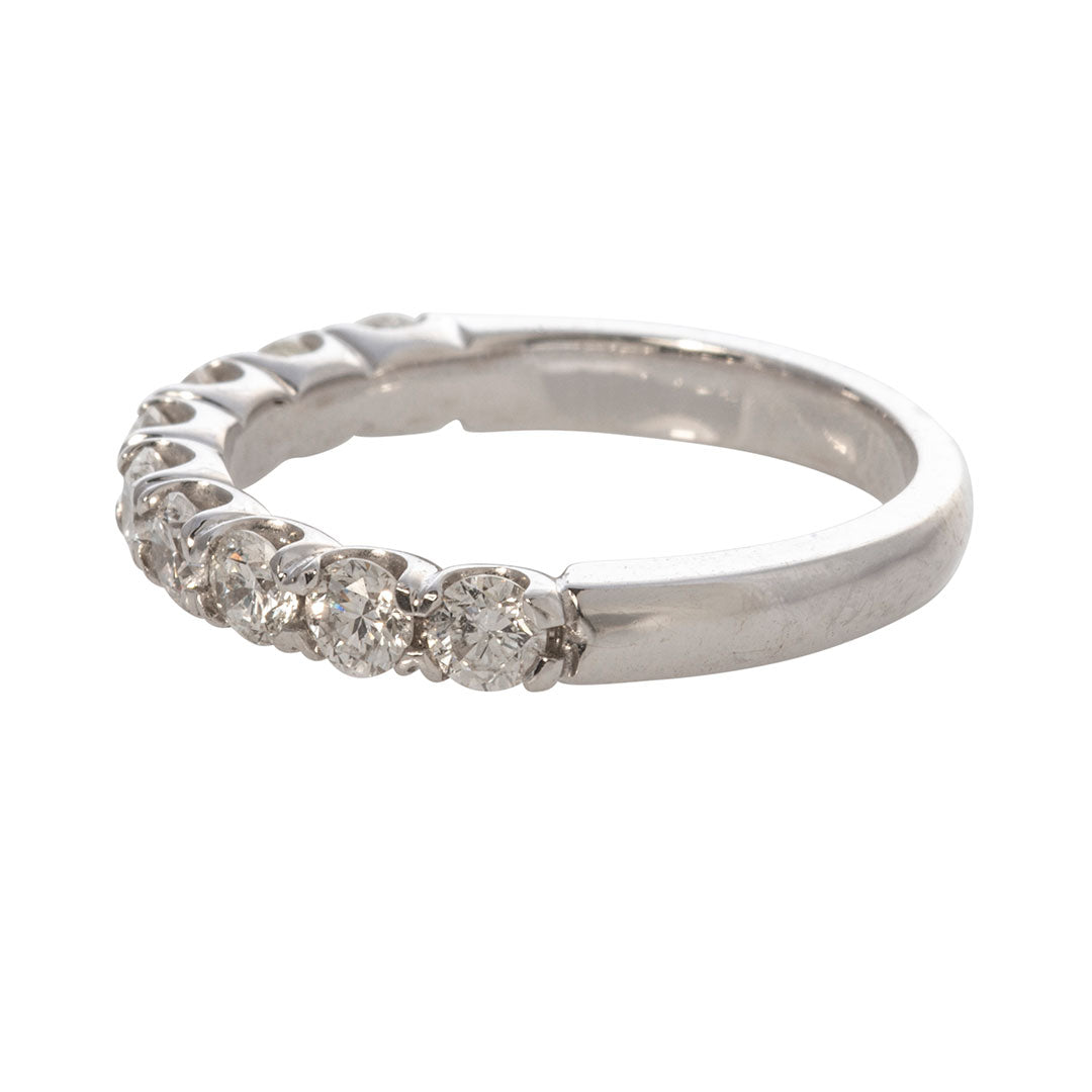 0.86ctw Diamond Pavé 14K White Gold Half Eternity Band Ring - Perfect for Anniversaries, Engagements & Special Occasions