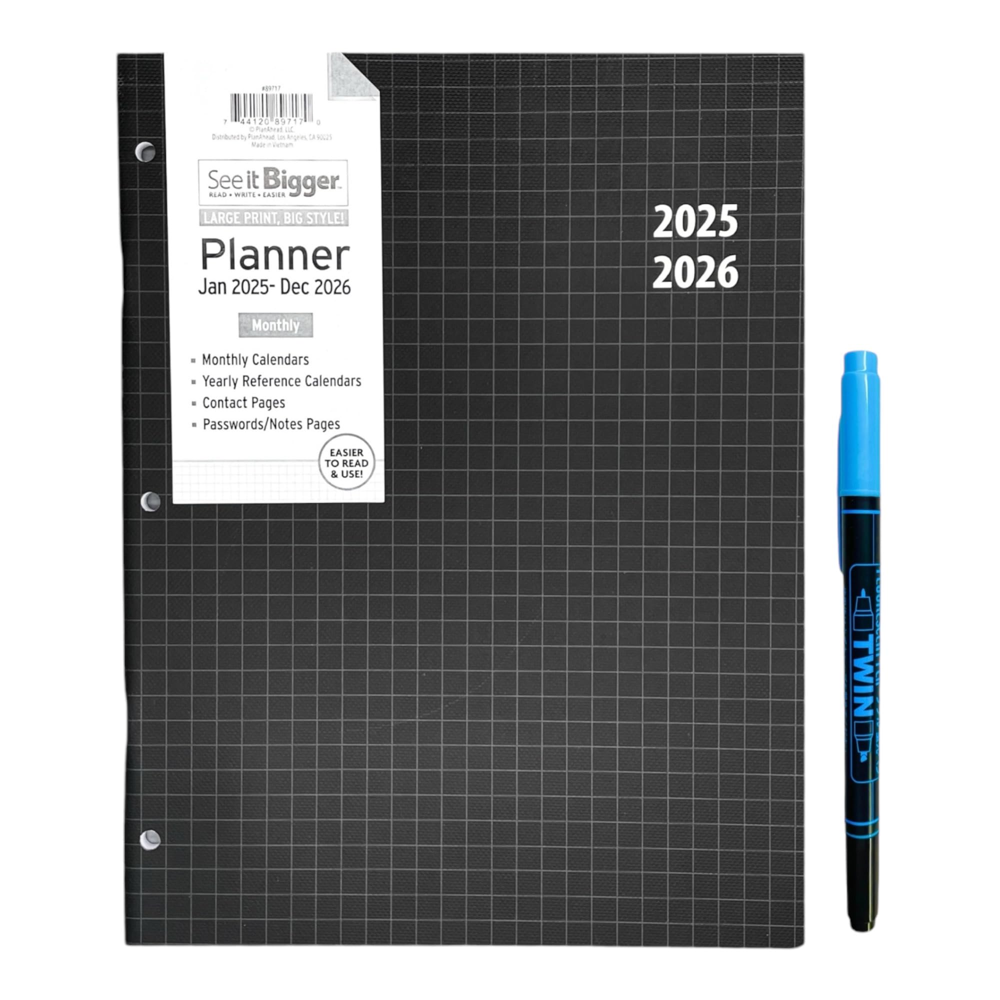 2025-2026 Monthly Planner Calendar - 2 Year Academic Planner for Home & Office (8.5x11 Inches) with Twin Ballpoint Pen - Perfect for Scheduling, Goal Setting & Productivity