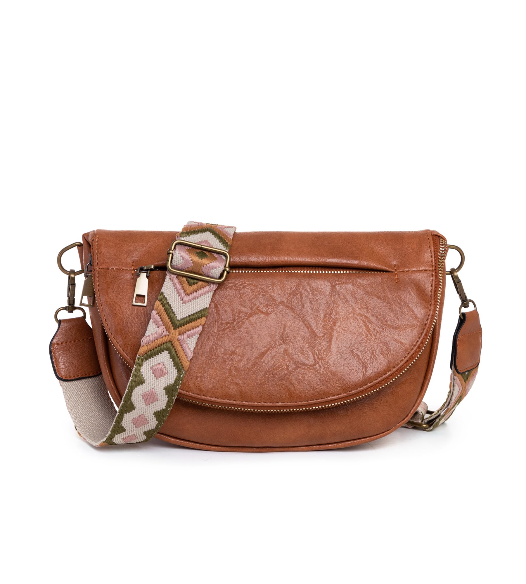 Vintage Leather Crossbody Bag for Women - Roomy Multi-Pocket Sling Purse with Adjustable Strap (Brown) | Perfect for Travel, Shopping & Everyday Use