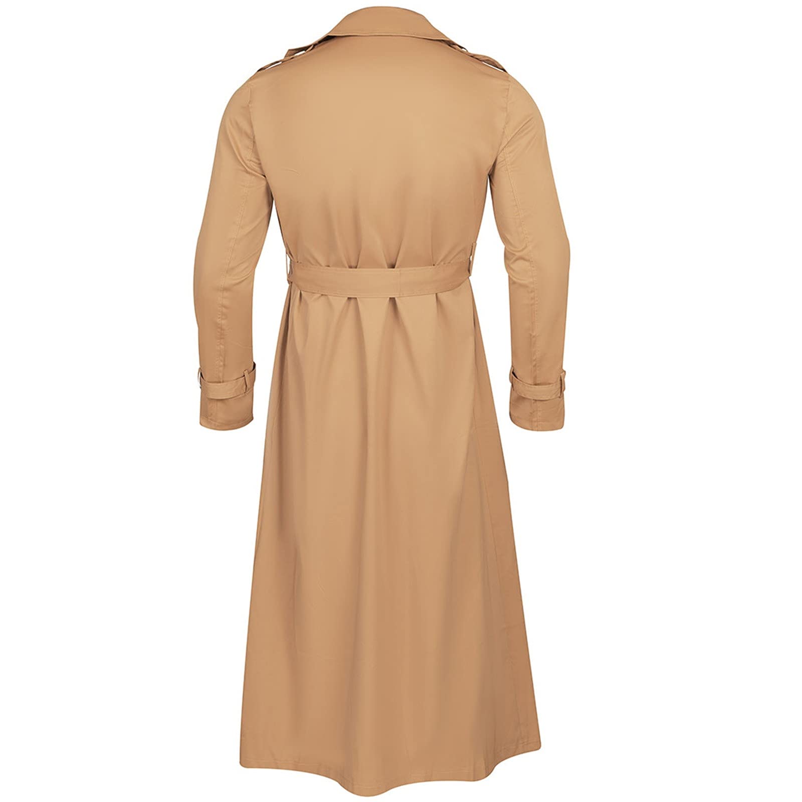 Men's Lightweight Double Breasted Trench Coat - Belted Windbreaker for Outdoor & Work