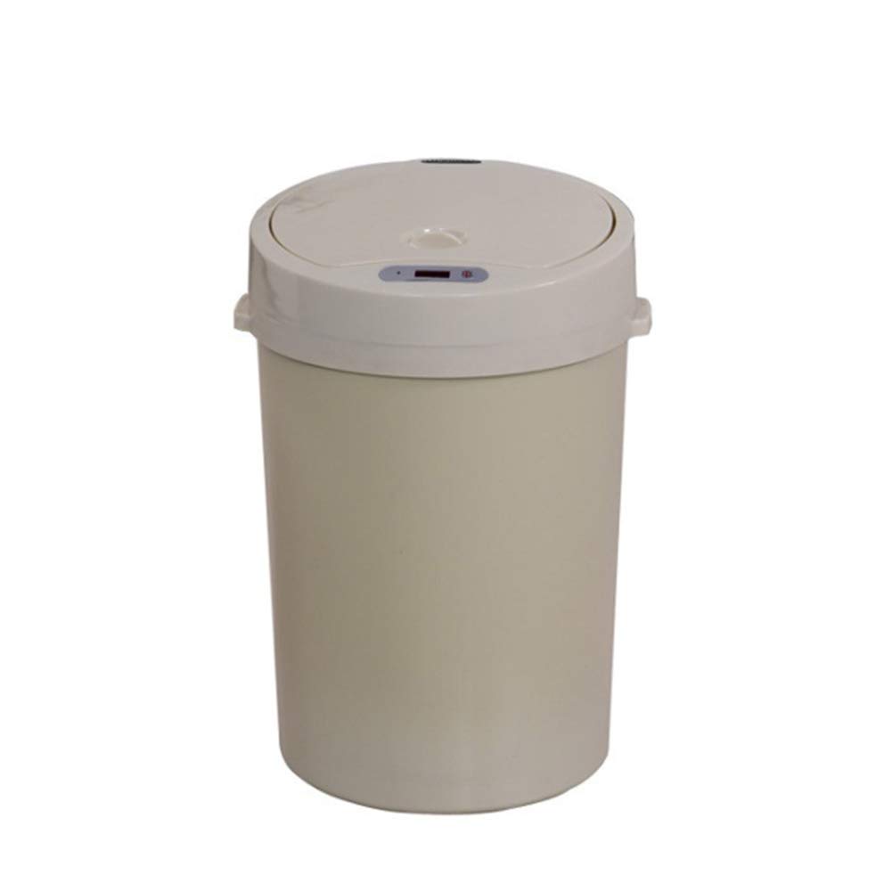15L Automatic Induction Trash Can - Touchless Smart Infrared Motion Sensor Garbage Bin with Eco-Friendly Design for Bathroom, Bedroom, Kitchen & Office (Beige, Battery Powered) - Perfect for Hygienic Waste Disposal in Homes and Workspaces
