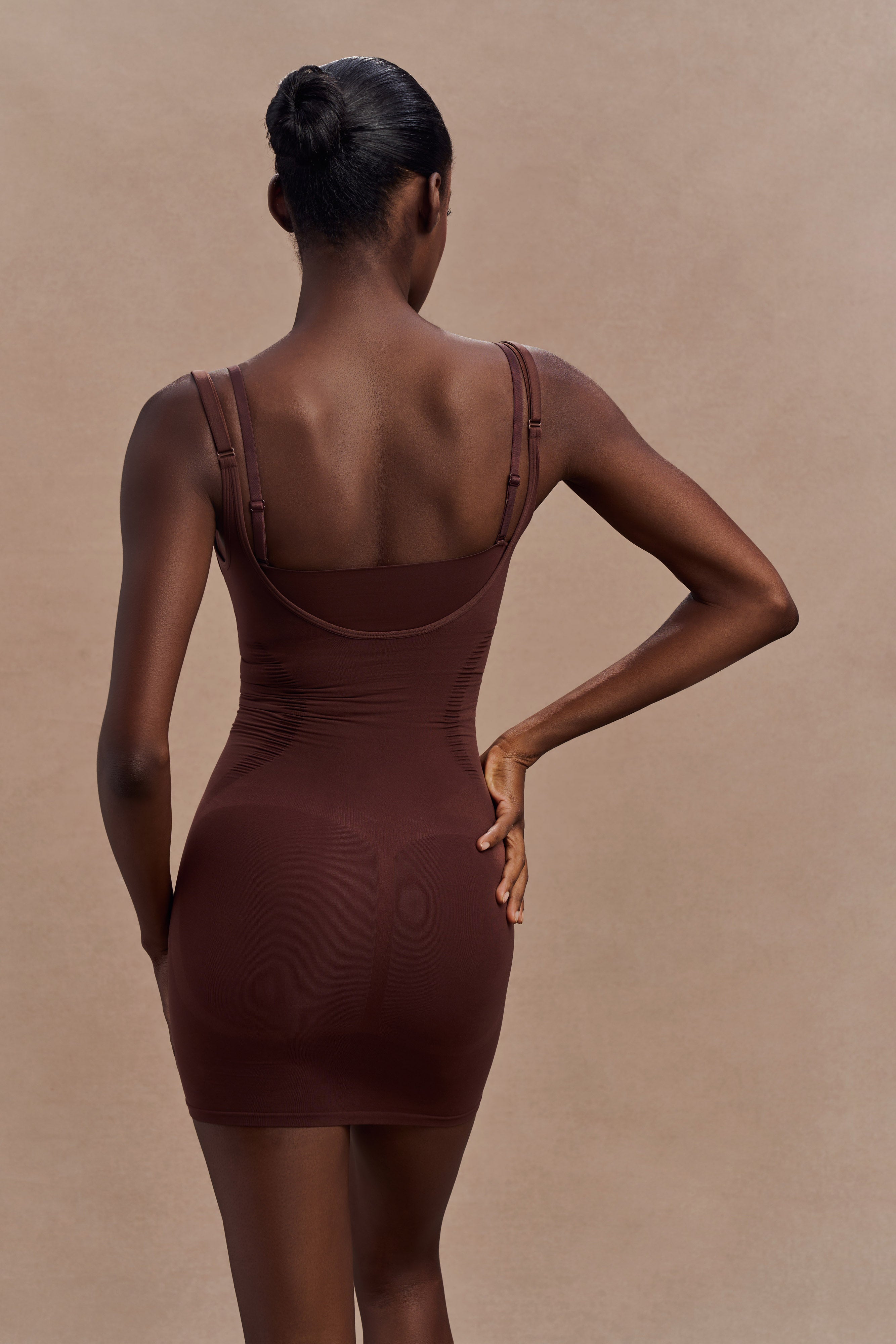 Jocelyn Backless Shapewear Mini Dress - Slimming Body Shaper for Women, Seamless Tummy Control, Comfortable & Breathable - Perfect for Evening Parties, Date Nights & Special Occasions (Espresso)