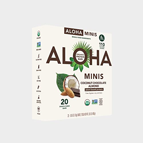 Organic Coconut Chocolate Almond Protein Bar MINIS - Vegan, Low Sugar, Gluten Free - Perfect for Gym & Hiking Snacks