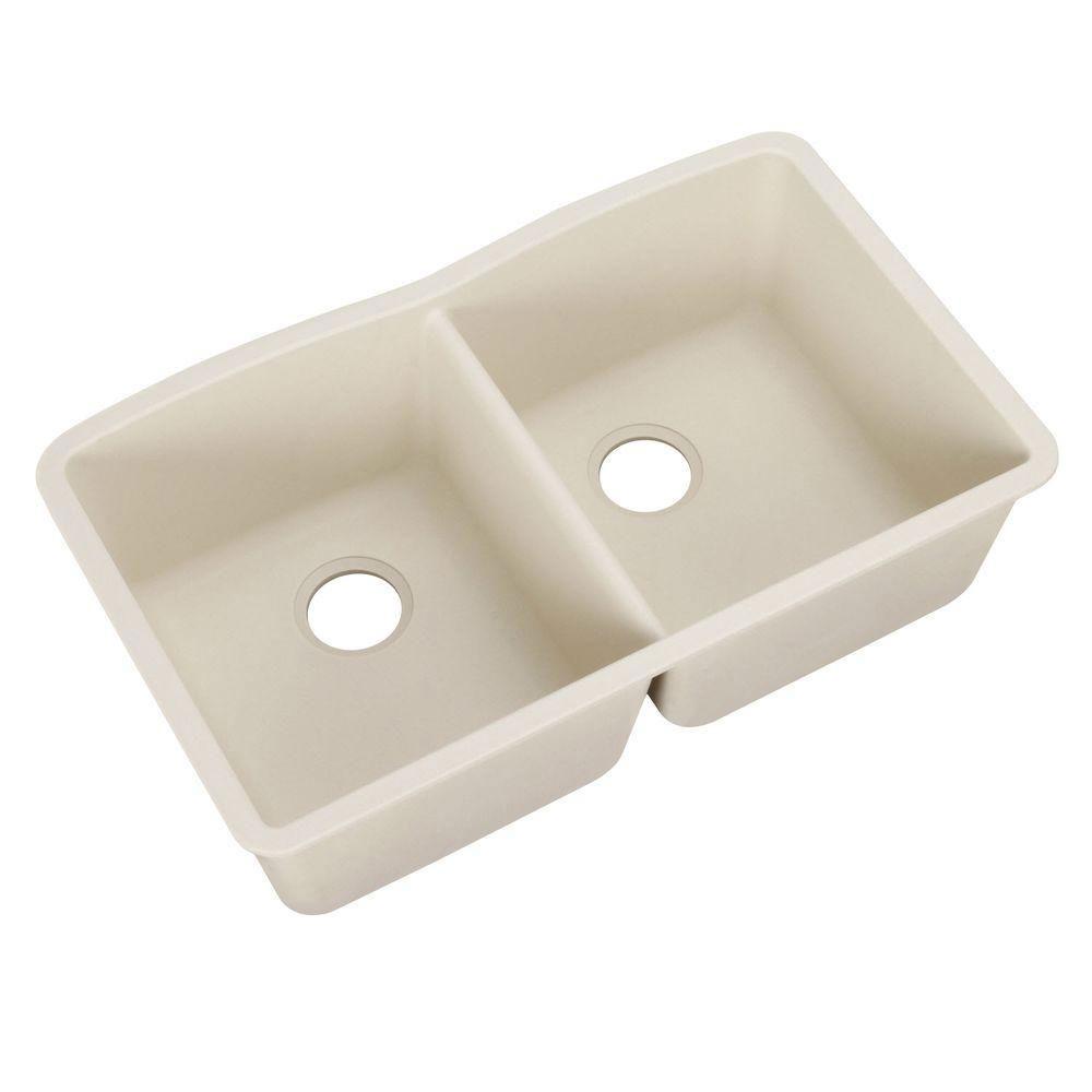 Blanco Diamond Undermount Composite Kitchen Sink - 32x19.25x9.5 Inch Double Bowl, 0 Hole, Biscuit Color (Model 715689) - Perfect for Modern Kitchens, Restaurant Prep, and Busy Households