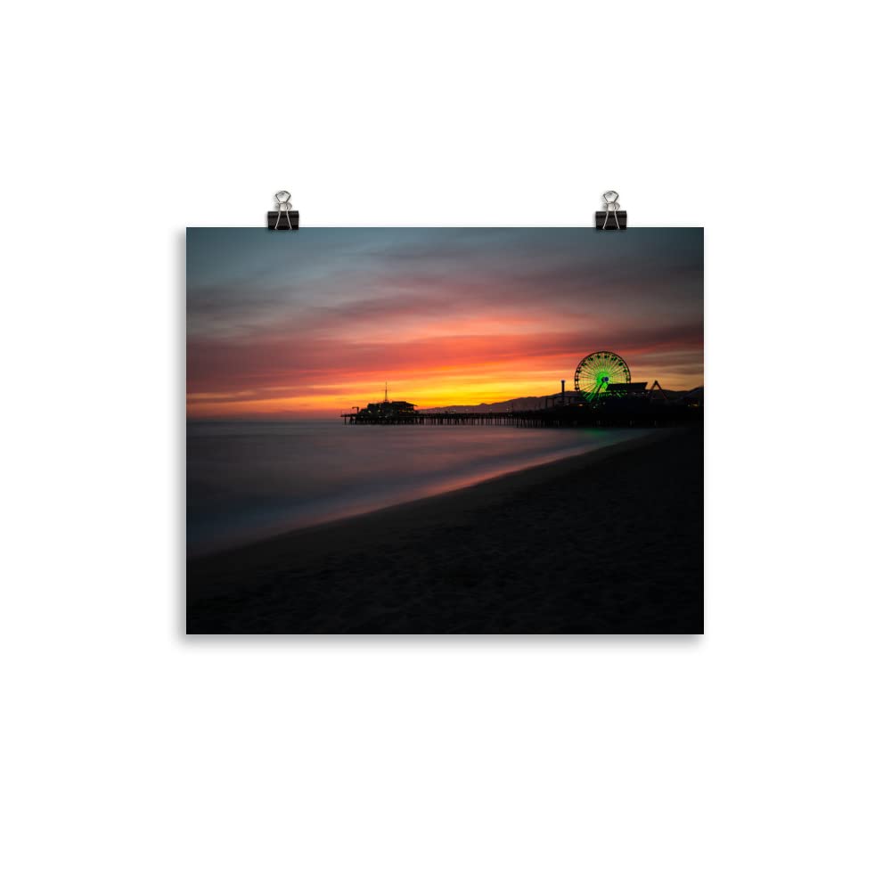 11x14 Inch Santa Monica Poster - California Pier Wall Art, Beach Sunset Print, Los Angeles Coastal Decor | Unframed Photo Paper, Perfect for Living Room, Bedroom & Office | Gifts for Men & Women