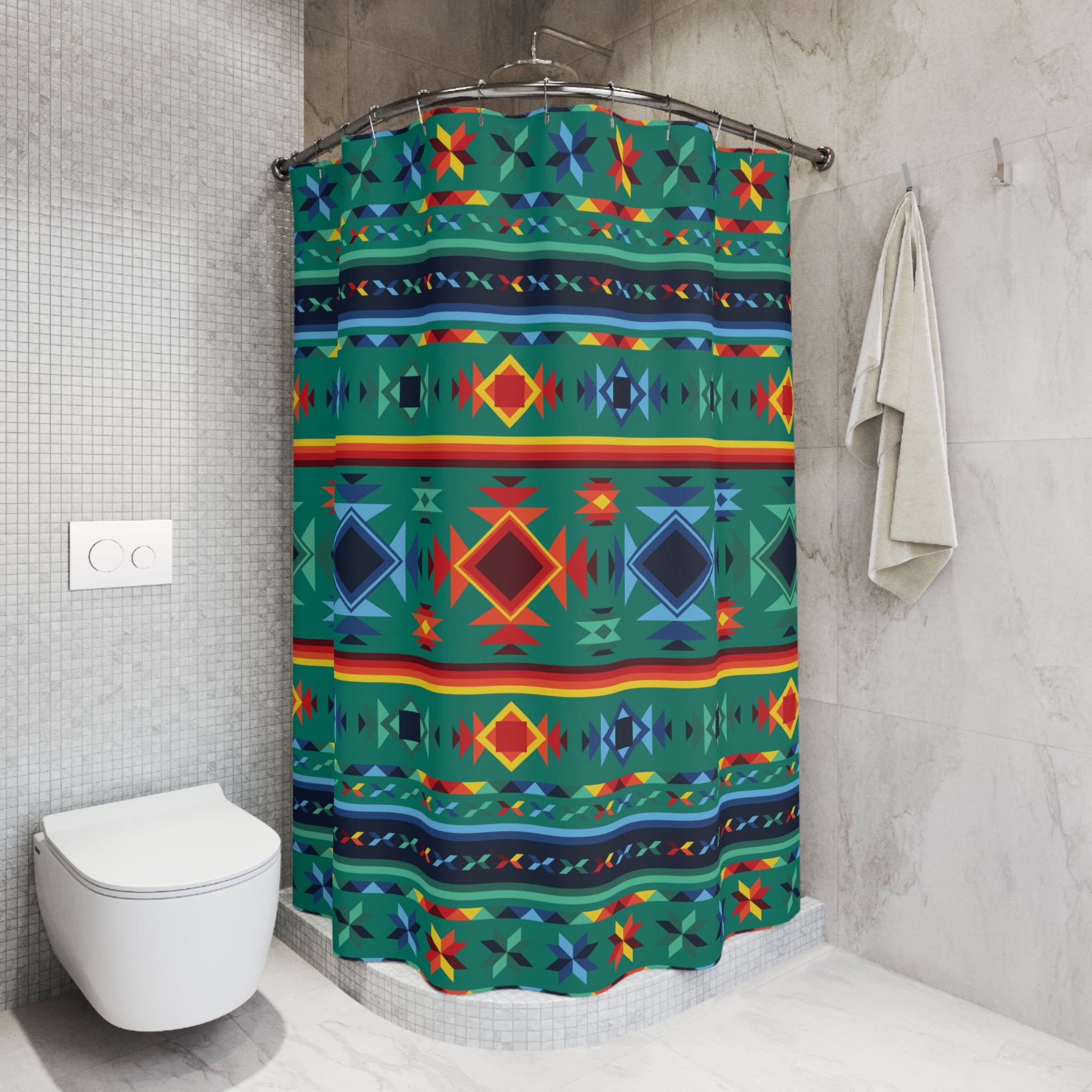 Southwestern Shower Curtain - Boho Bathroom Decor with Geometric Patterns, Waterproof Fabric for Bathroom, Perfect Housewarming Gift for Home & Apartment Decor | Ideal for Bathroom, Guest Bath, Dorm, RV