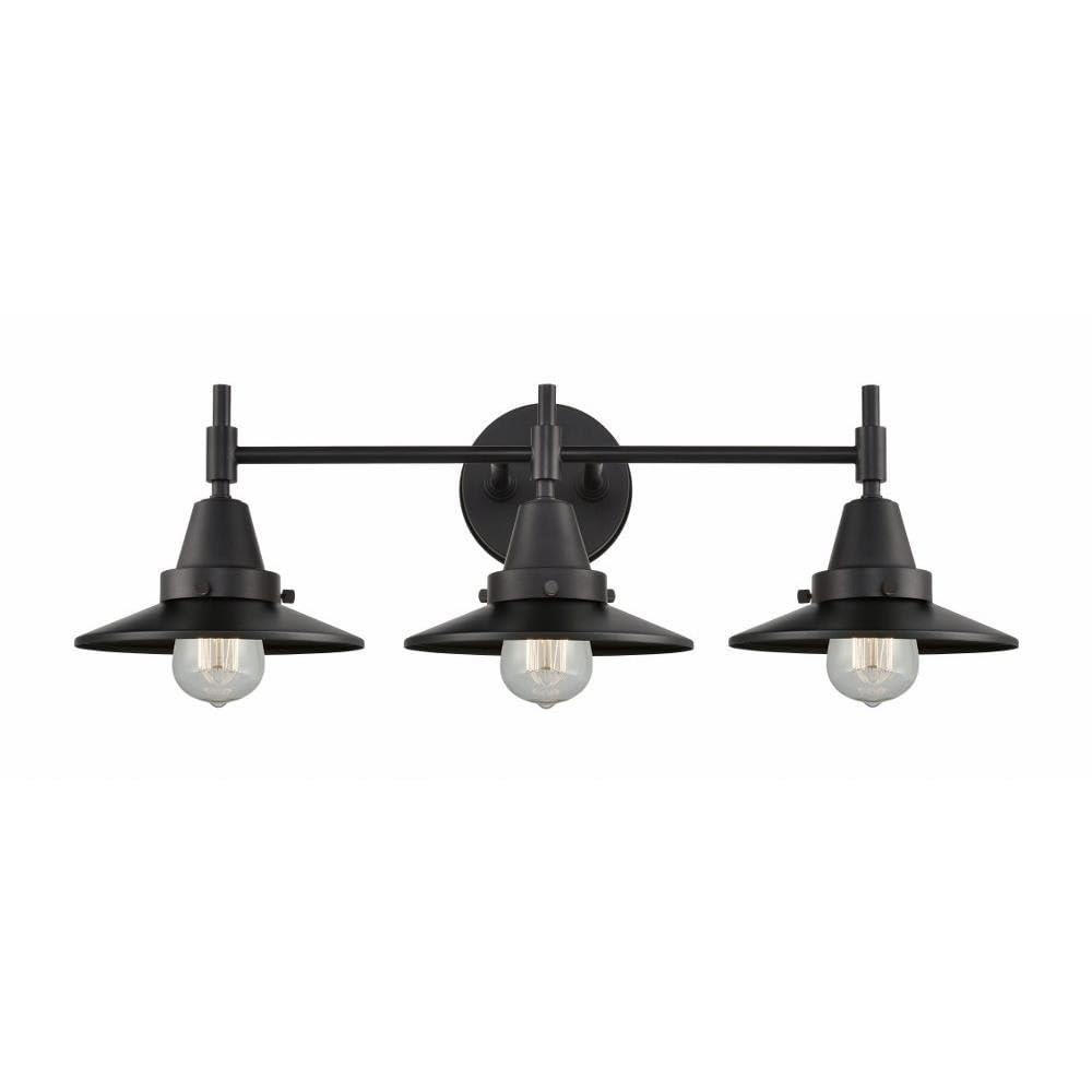 Innovations 447-3W-BK-M6-BK Black Finish 3-Light Bathroom Vanity Set - Modern Bathroom Lighting for Mirror, Makeup & Spa Style Decor