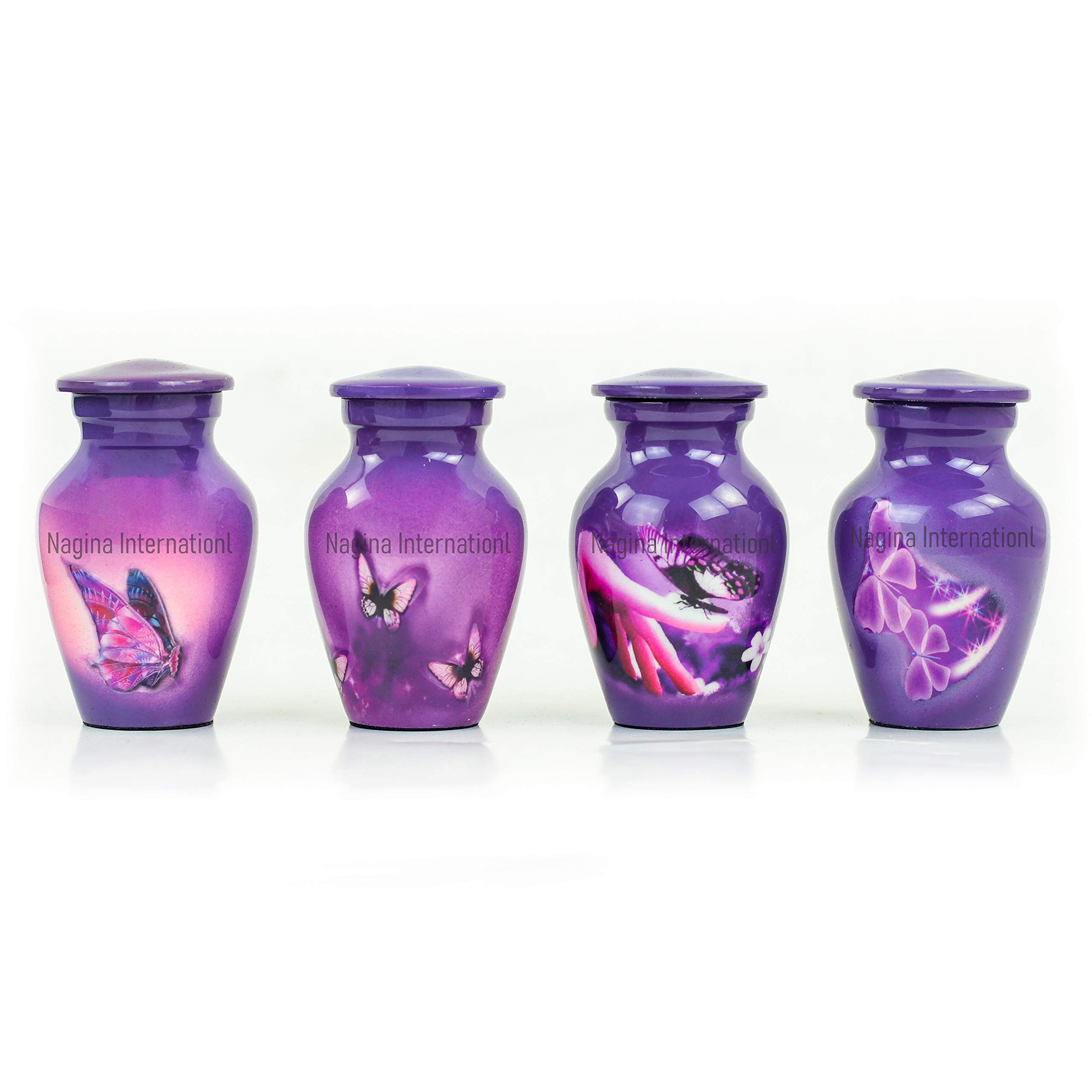 Small Keepsake Urns for Human Ashes - Set of 4 Mini Funeral Cremation Pots with Velvet Storage Box | Memorial Container for Cremated Remains | Perfect for Home Memorials, Funeral Services & Family Keepsakes