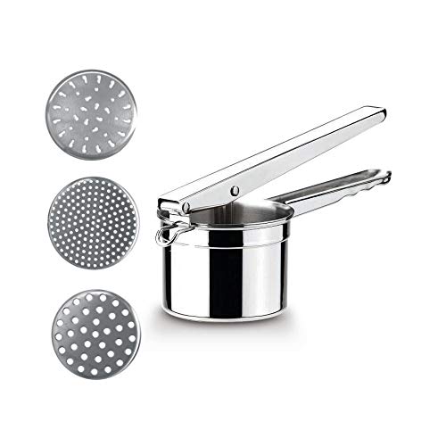 Premium Cuisinox Potato Ricer - Heavy Duty Stainless Steel Potato Masher with 3 Interchangeable Disks - Perfect for Mashed Potatoes, Baby Food & Purees - Essential Kitchen Tool for Home Chefs & Restaurants