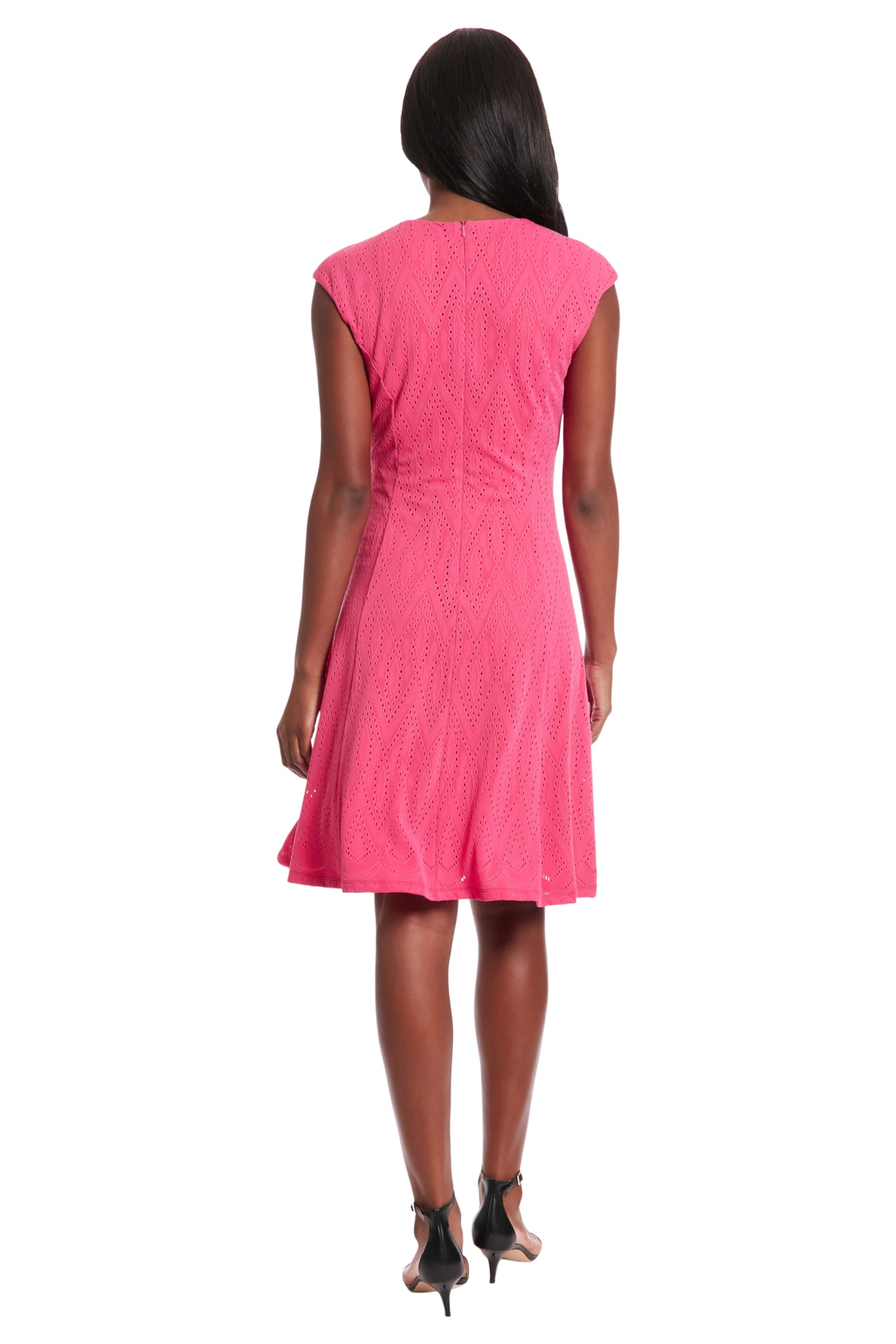 London Times Women's Keyhole Neck Fit & Flare Summer Dress - Casual Flowy Sundress for Beach, Party & Everyday Wear