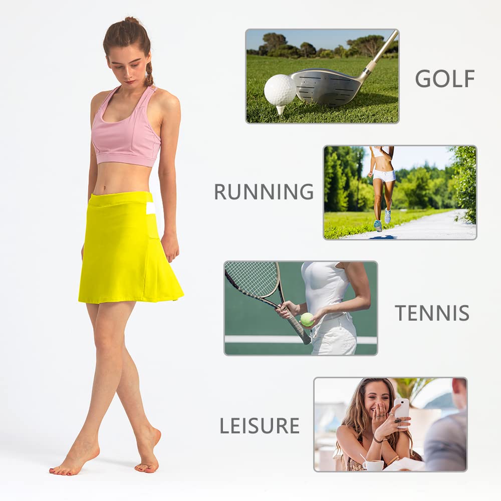 Women's Pleated Tennis Skirt - Stretchy Sports & Golf Skirt with Built-in Shorts & Pockets - Perfect for Tennis, Golf, Running & Casual Wear (Runs Large)