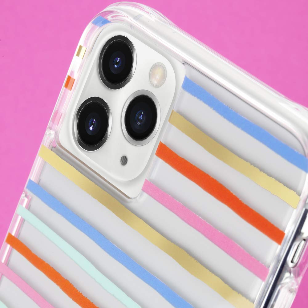 RIFLE PAPER CO. iPhone 11 Pro Max Case with Gold Foil Accents for 6.5 Inch - Happy Stripes Design - Stylish Protective Cover for Everyday Use & Gift Giving