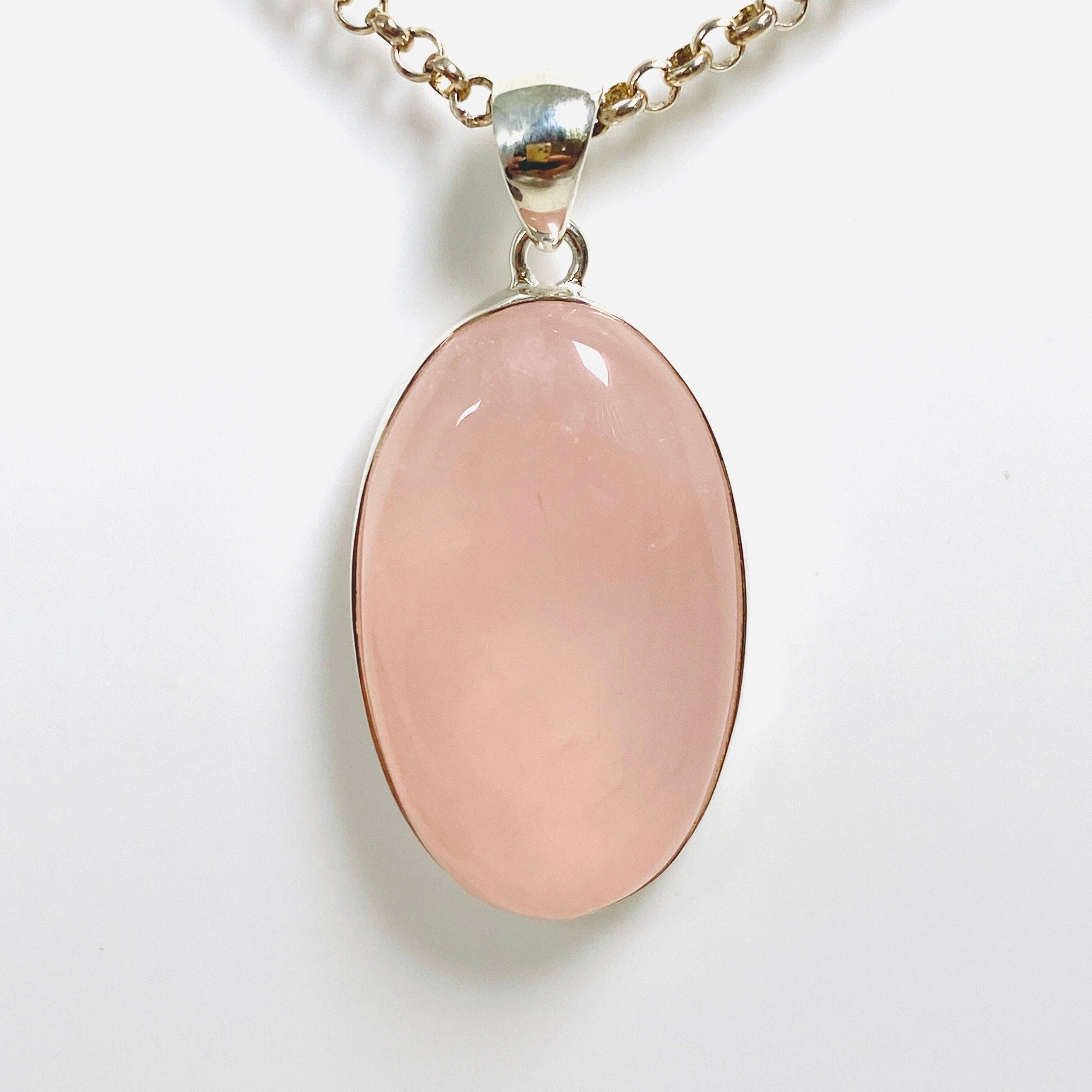 Rose Quartz Oval Pendant Necklace - Natural Healing Crystal Jewelry for Women - Elegant Gift for Valentine's Day, Birthday & Anniversary - Perfect for Meditation, Energy Healing & Spiritual Balance