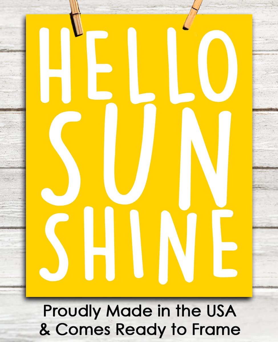 Hello Sunshine Nursery Decor - 8x10 Unframed Wall Art for Baby & Kids Room - Perfect Baby Shower Gift