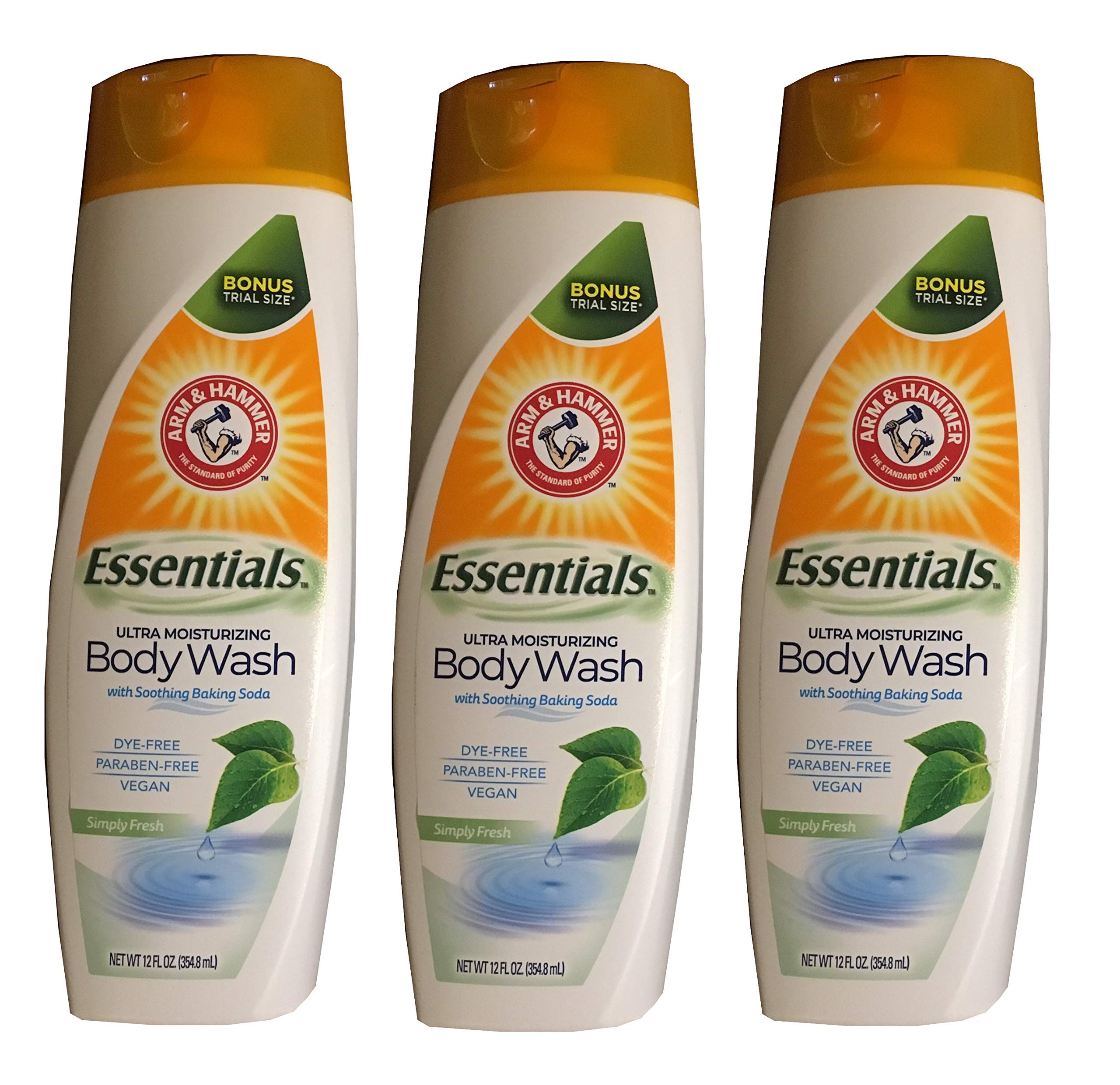 3-Pack Simply Fresh Essentials Ultra Moisturizing Vegan Body Wash - Sulfate Free, Cruelty Free & Hydrating Shower Gel for Dry Skin - Perfect for Daily Use, Spa Day & Gift Sets