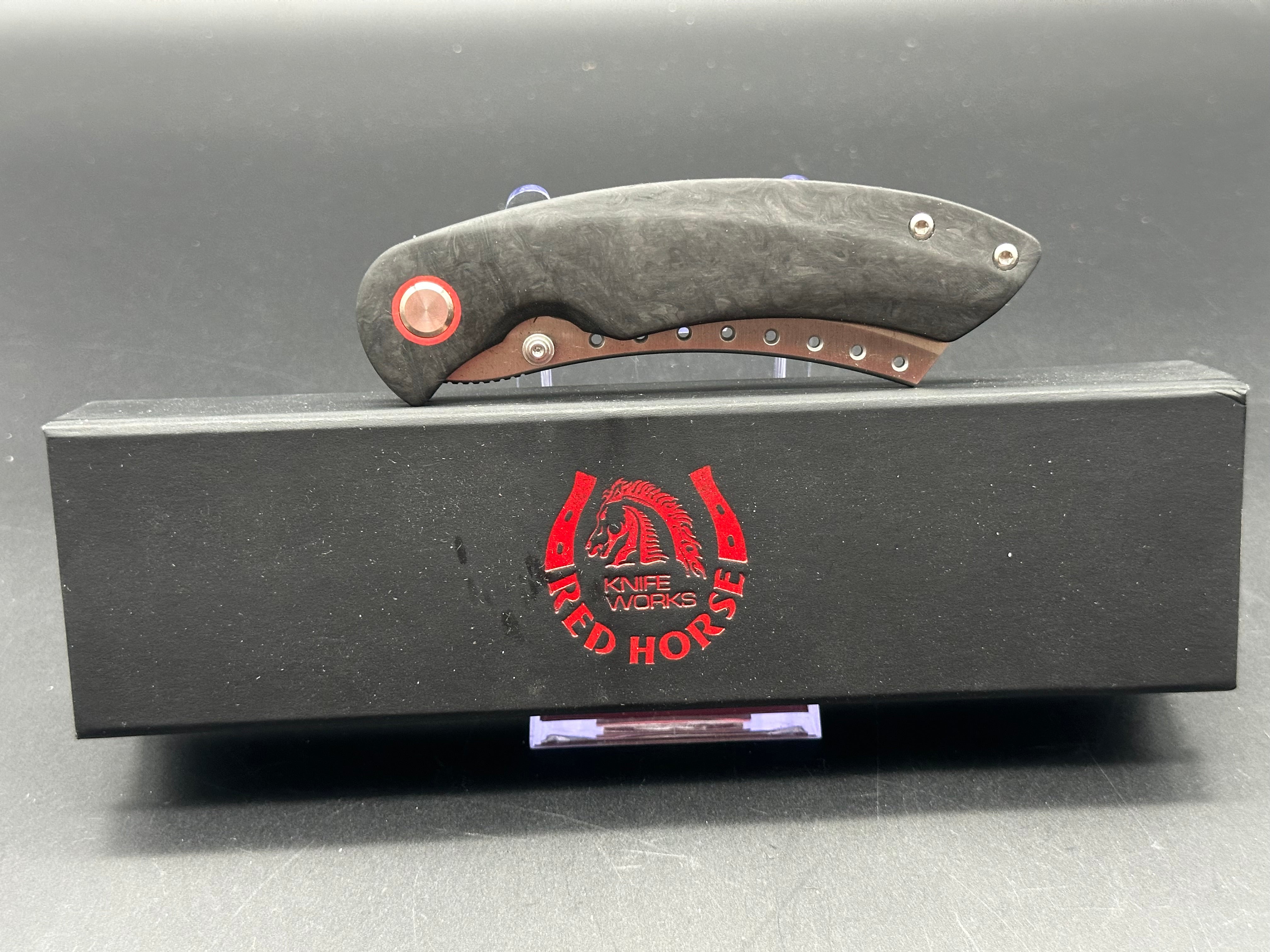 Premium Red Horse Knife Works Hell Razor P Liner Lock Folding Knife - 3.6