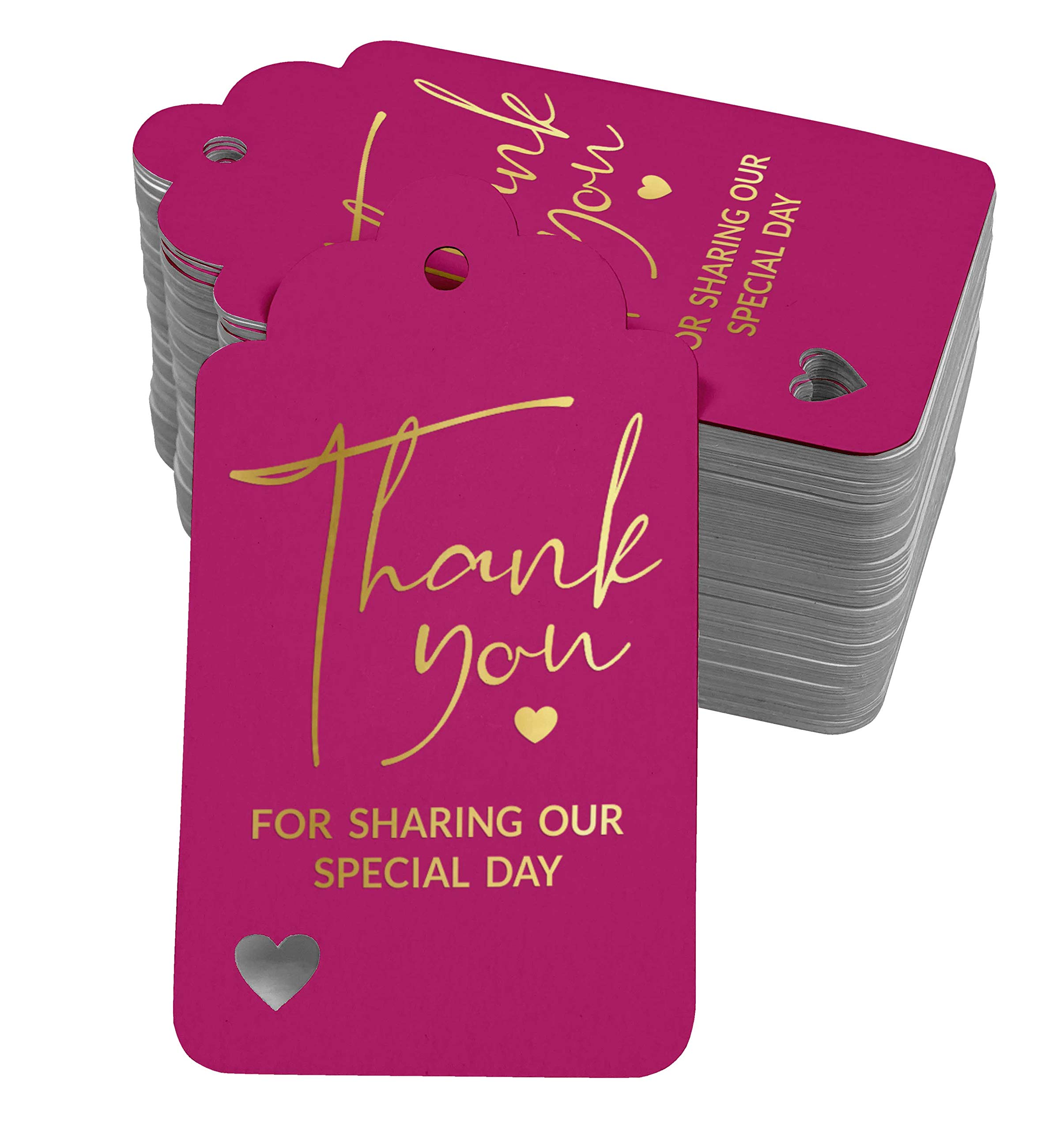 100pcs Real Gold Foil Paper Gift Tags - Elegant Thank You Tags for Wedding, Bridal Shower, Baby Shower, Birthday & Retirement Favors - Perfect for Party Decorations & Gift Wrapping