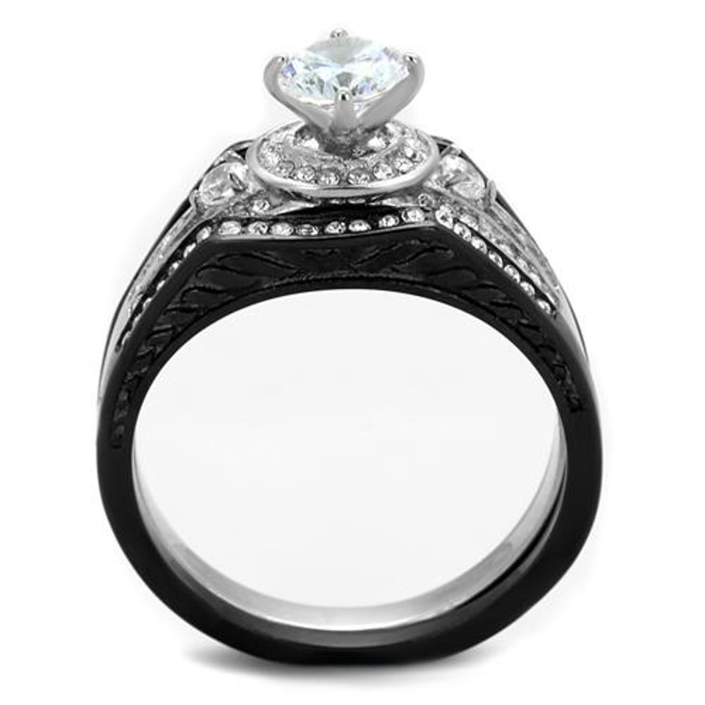His & Her Wedding Ring Set - Stainless Steel & Titanium Bands for Couples - Perfect for Anniversaries & Vows