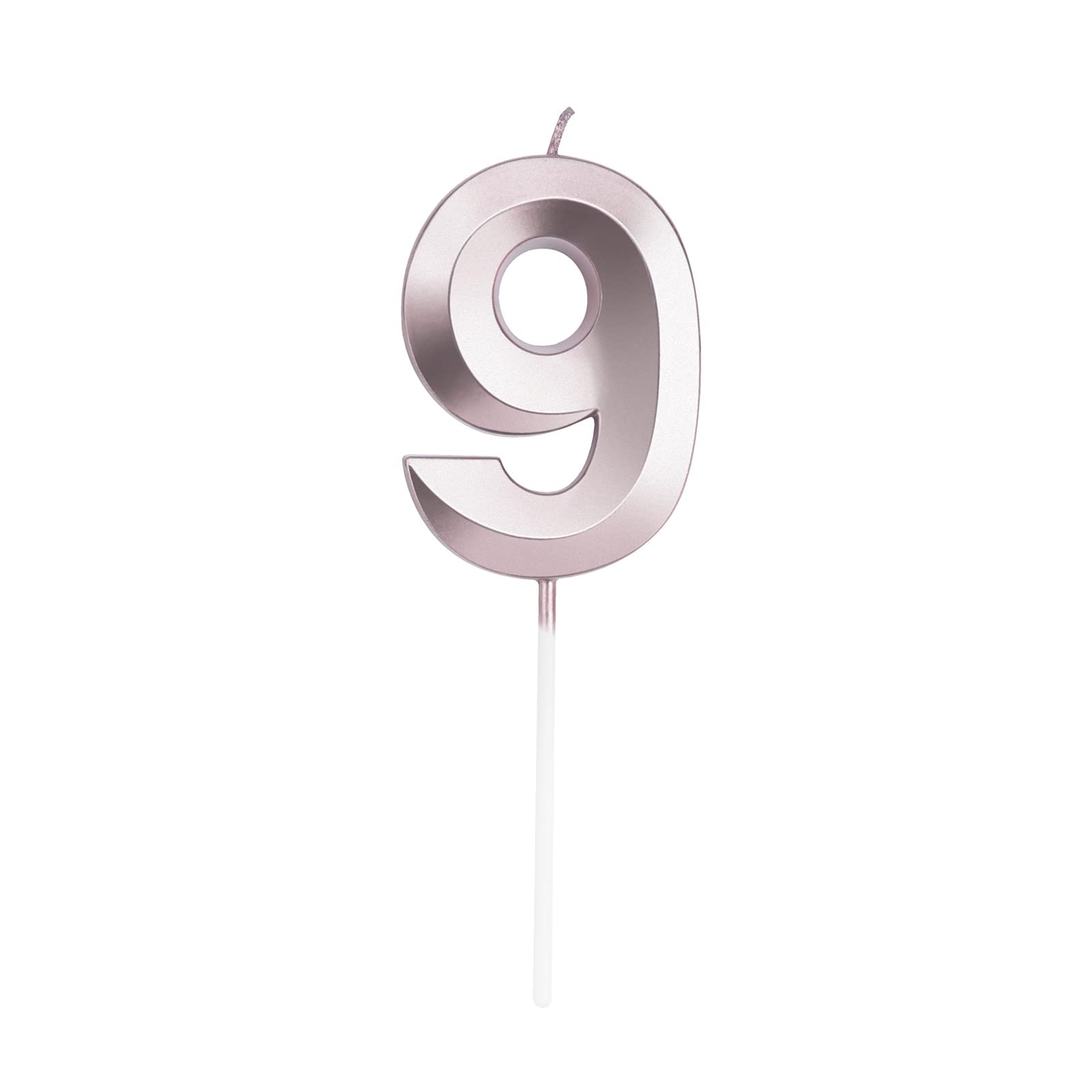 UVTQSSP 2.76 Inch Rose Gold Number 9 Birthday Candles - 3D Design Cake Topper for 9th Birthday Party Decorations (Also Available in Numbers 90-99) - Perfect for Birthday Cakes, Cupcakes, and Celebration Desserts