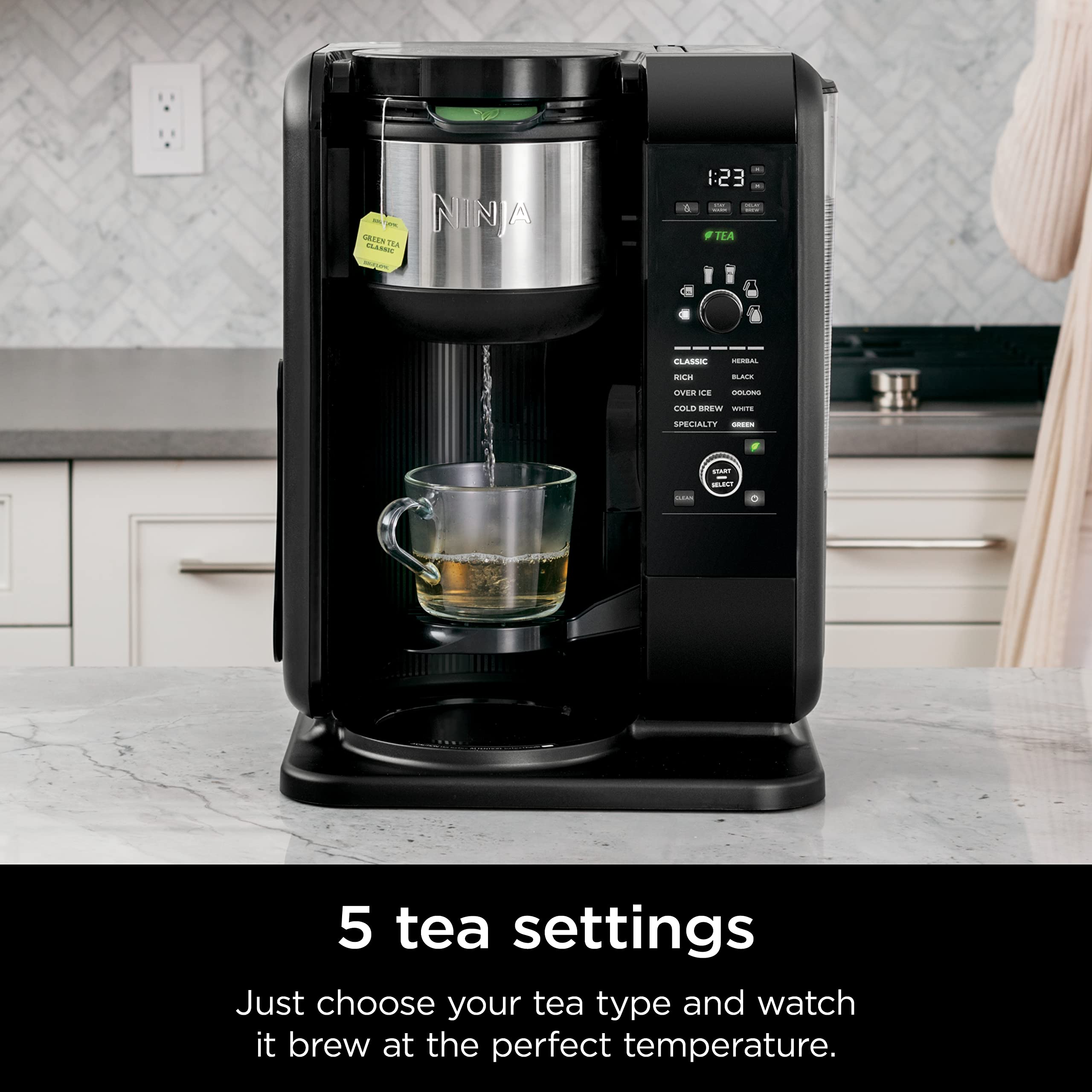 Ninja Hot and Cold Brewed System - 50 oz Tea & Coffee Maker with Auto-iQ Technology, 6 Brew Sizes & 5 Tea Styles, Thermal Carafe & Frother, Dishwasher Safe (Black, CP307) - Perfect for Home, Office & Entertaining