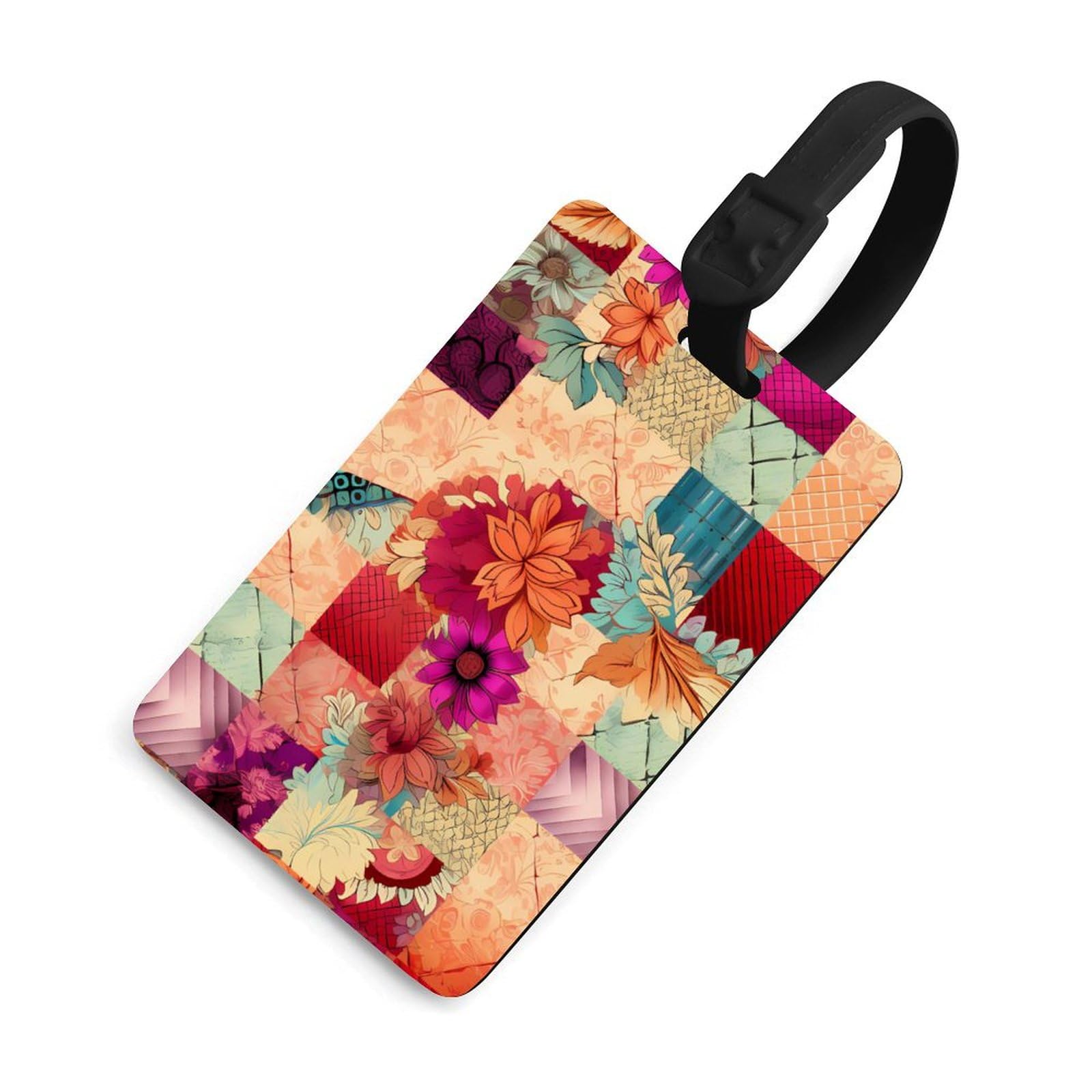 Stylish Patchwork Floral Luggage Tags - Durable Suitcase ID Labels & Name Card Holders for Travel Bags | Perfect for Vacation, Business Trips & Airport Identification