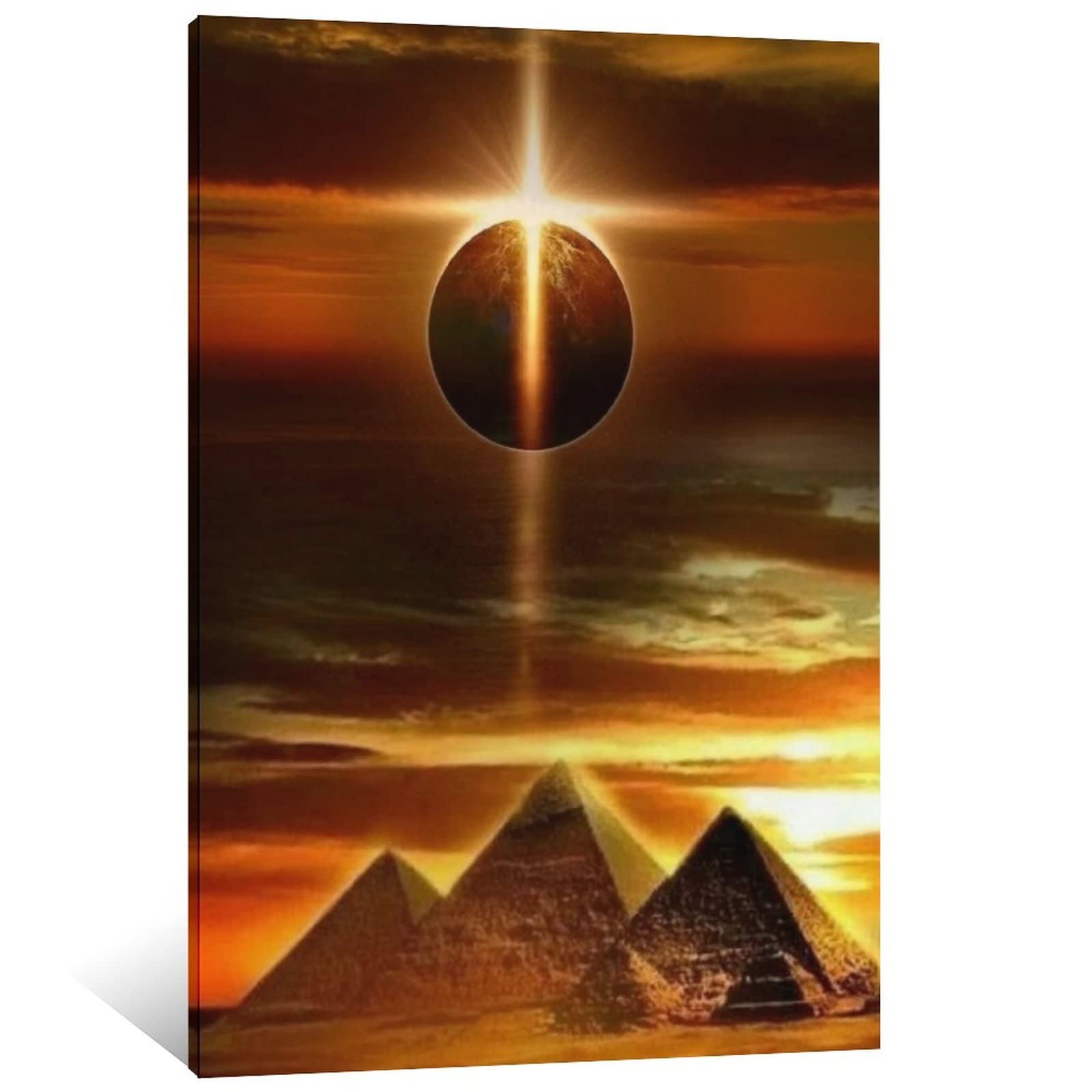 XLPOP Egyptian Pyramids & Camels Canvas Wall Art Print - 16x24 Inch (40x60cm) Framed Modern Home Decor for Living Room, Bedroom & Office - Desert Theme Wall Decor