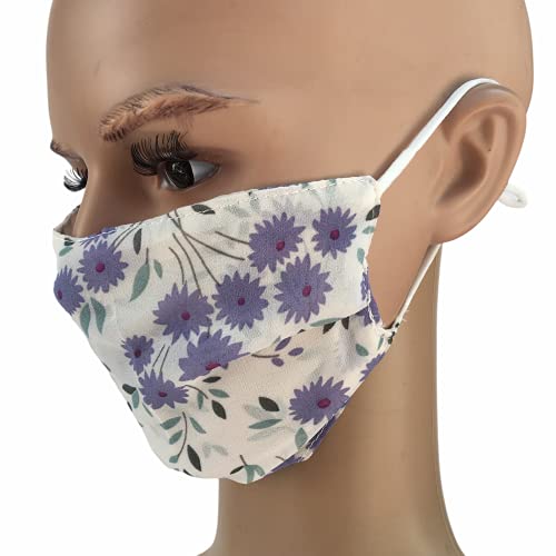 Goldwaterartsla Chiffon Cream W/Bluish Purple Flower C-17