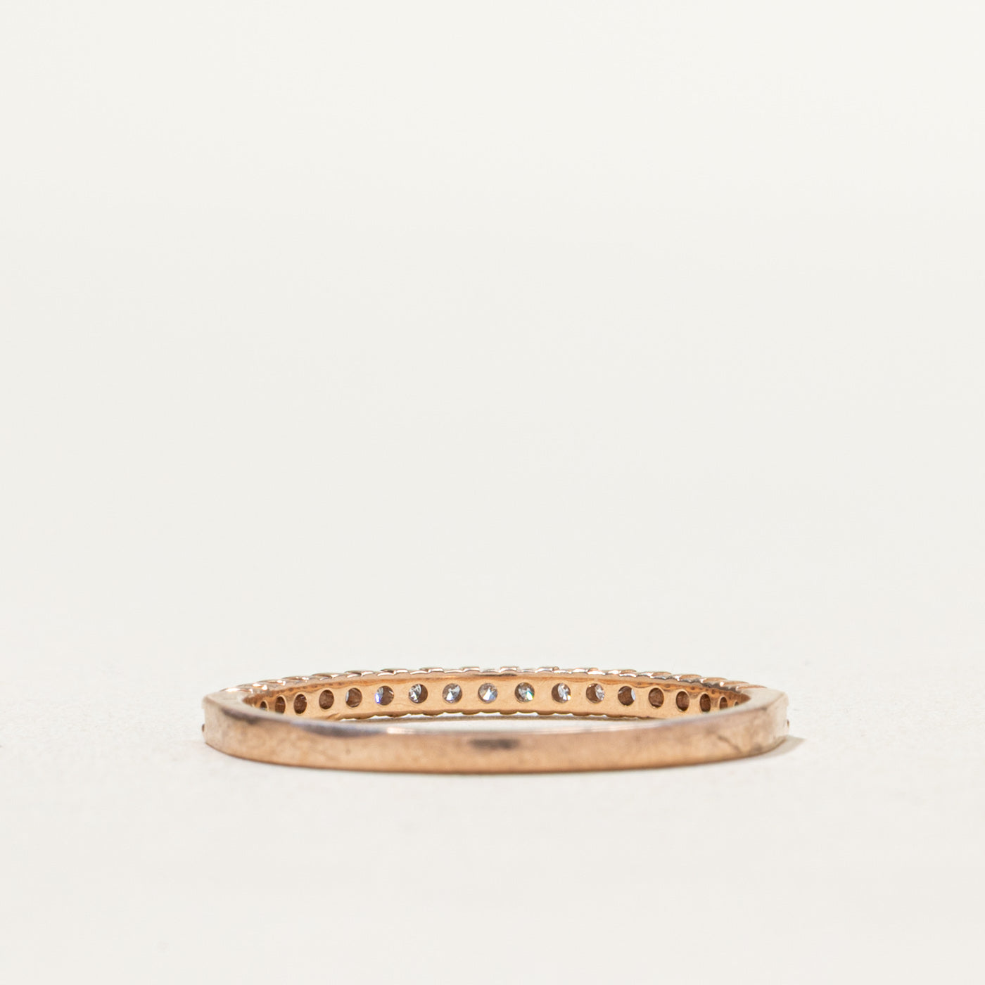 10K Rose Gold Semi Eternity Diamond Wedding Band - 0.19ctw Size 7 | Perfect for Anniversary Gifts, Engagement Rings & Bridal Jewelry