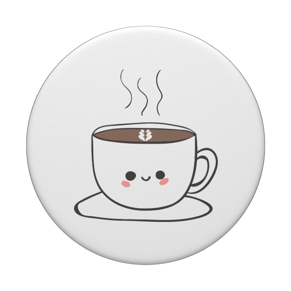 Happy Smiling Coffee Cup PopSockets PopGrip - Adhesive Phone Grip & Stand for Coffee Lovers - Perfect for Phones, Tablets, and Daily Commute