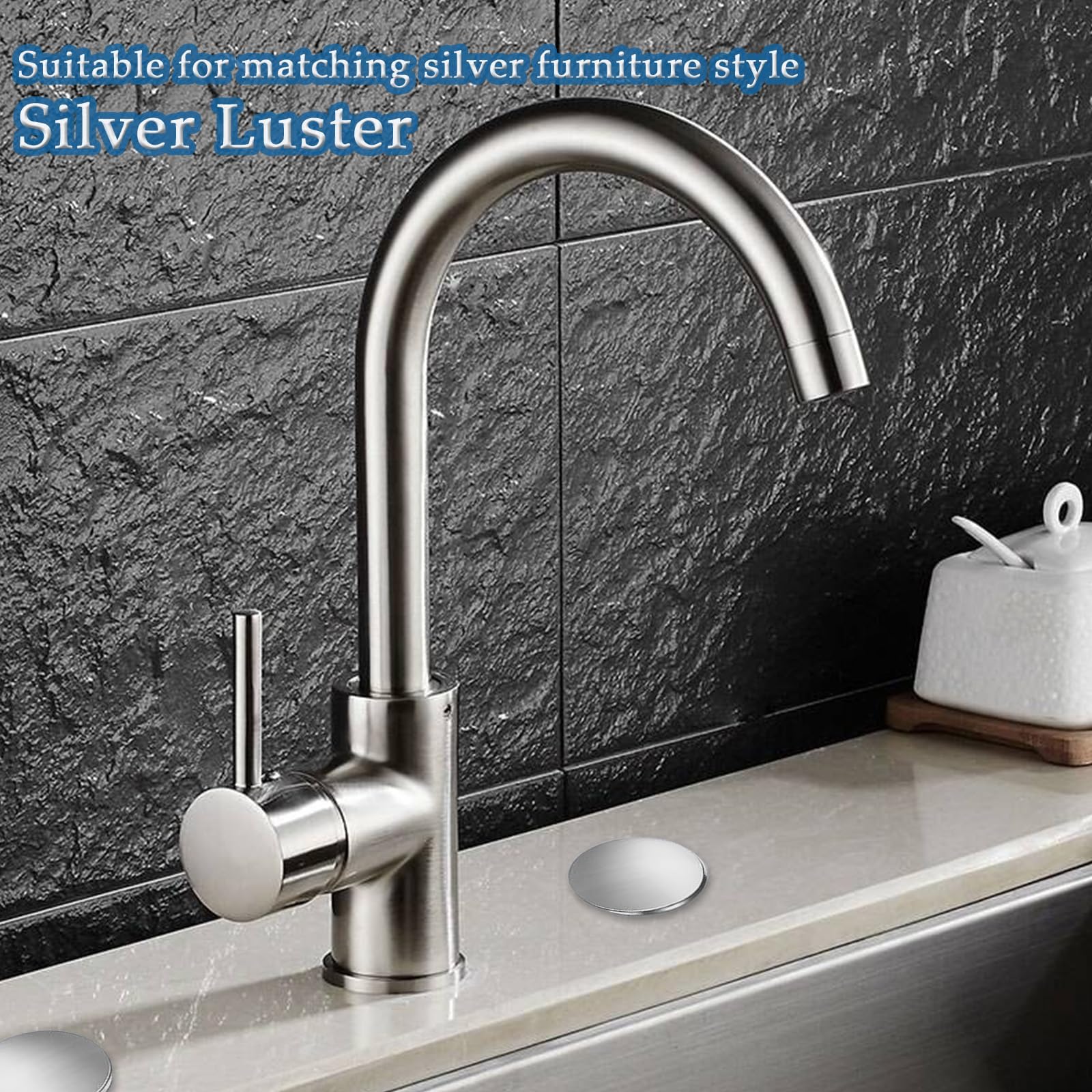 2PCS 2 Inch Stainless Steel Kitchen Sink Hole Cover & Faucet Cover Plug - Durable Silvery Sink Tap Protector for Bathroom, RV, and Outdoor Camping Use