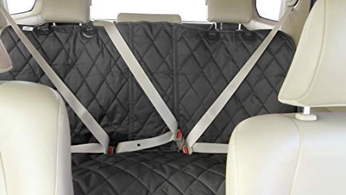 4Knines Heavy Duty Dog Seat Cover with Hammock for Cars, SUVs & Trucks - Waterproof Pet Car Seat Protector for 60/40 Split Fold Down Rear Bench & Middle Seat Belt - Black - Perfect for Road Trips & Daily Commutes - Made in USA