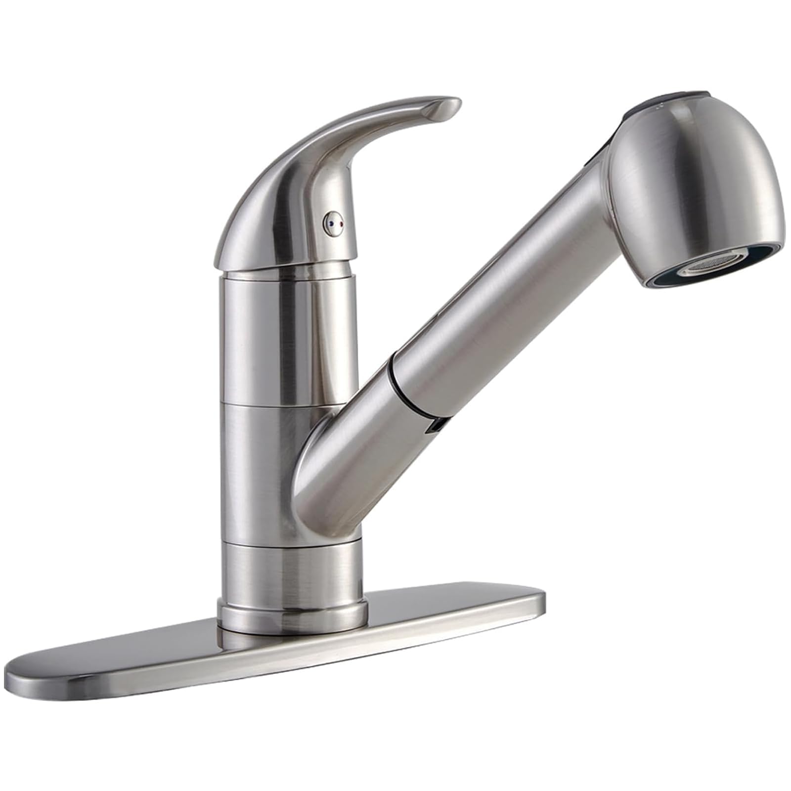 Comllen Commercial Small Kitchen Faucet Brushed Nickel - Stainless Steel Single Handle Pull-Out Sprayer Faucet for Sink | Perfect for Compact Kitchens, RVs & Bar Sinks