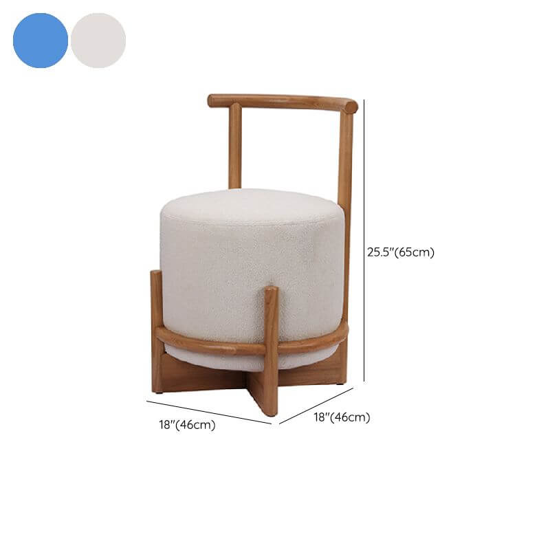 Art Deco Cream/Cerulean Upholstered Accent Stool with X Frame & Back - Perfect for Living Room, Bedroom, or Entryway Decor