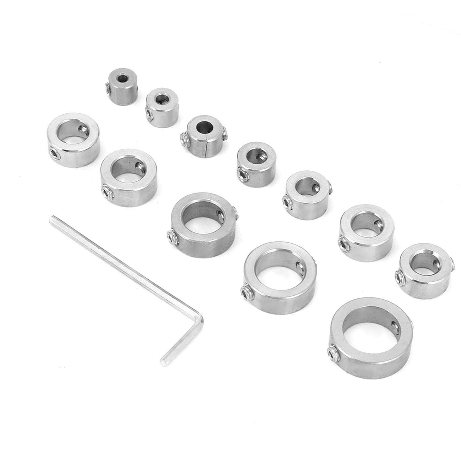 12pcs 3-16mm Stainless Steel Drill Bit Depth Stop Collar Set with Hex Wrench | Precision Drilling Limit Rings for Wood, Metal & Plastic | Perfect for DIY Projects & Professional Use