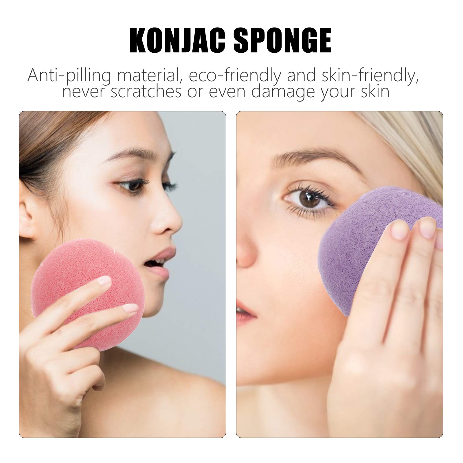 6-Pack Natural Konjac Sponges for Face & Body - Gentle Exfoliating Facial Cleansing Puff, Skin Massage Sponge for Soft & Smooth Skin - Perfect for Daily Skincare, Makeup Removal & Sensitive Skin Care