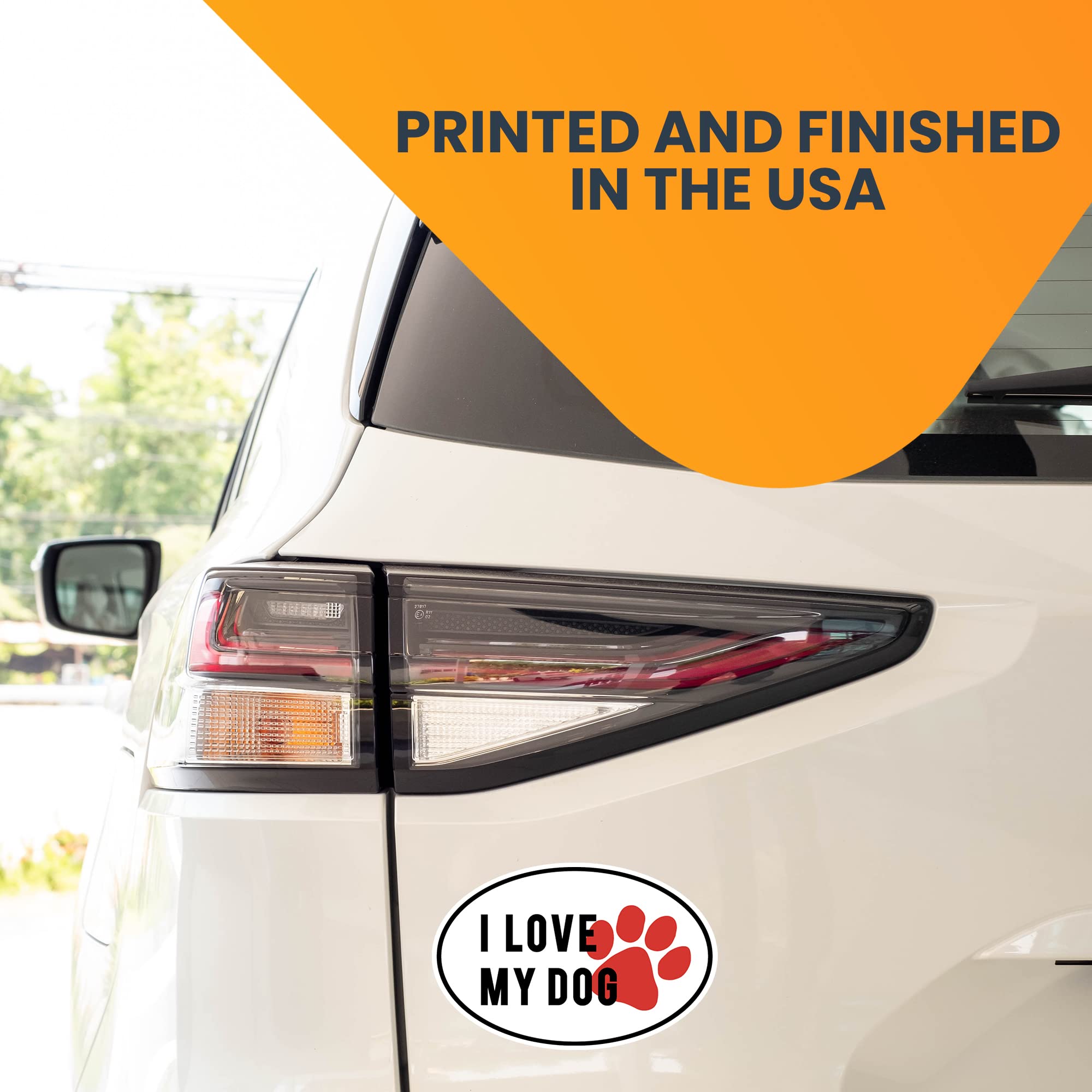 I Love My Dog Black & White Oval Car Magnet with Red Paw Print - 4x6 Inches Heavy Duty Decal for Cars, Trucks & SUVs - Perfect for Pet Lovers & Vehicle Decoration
