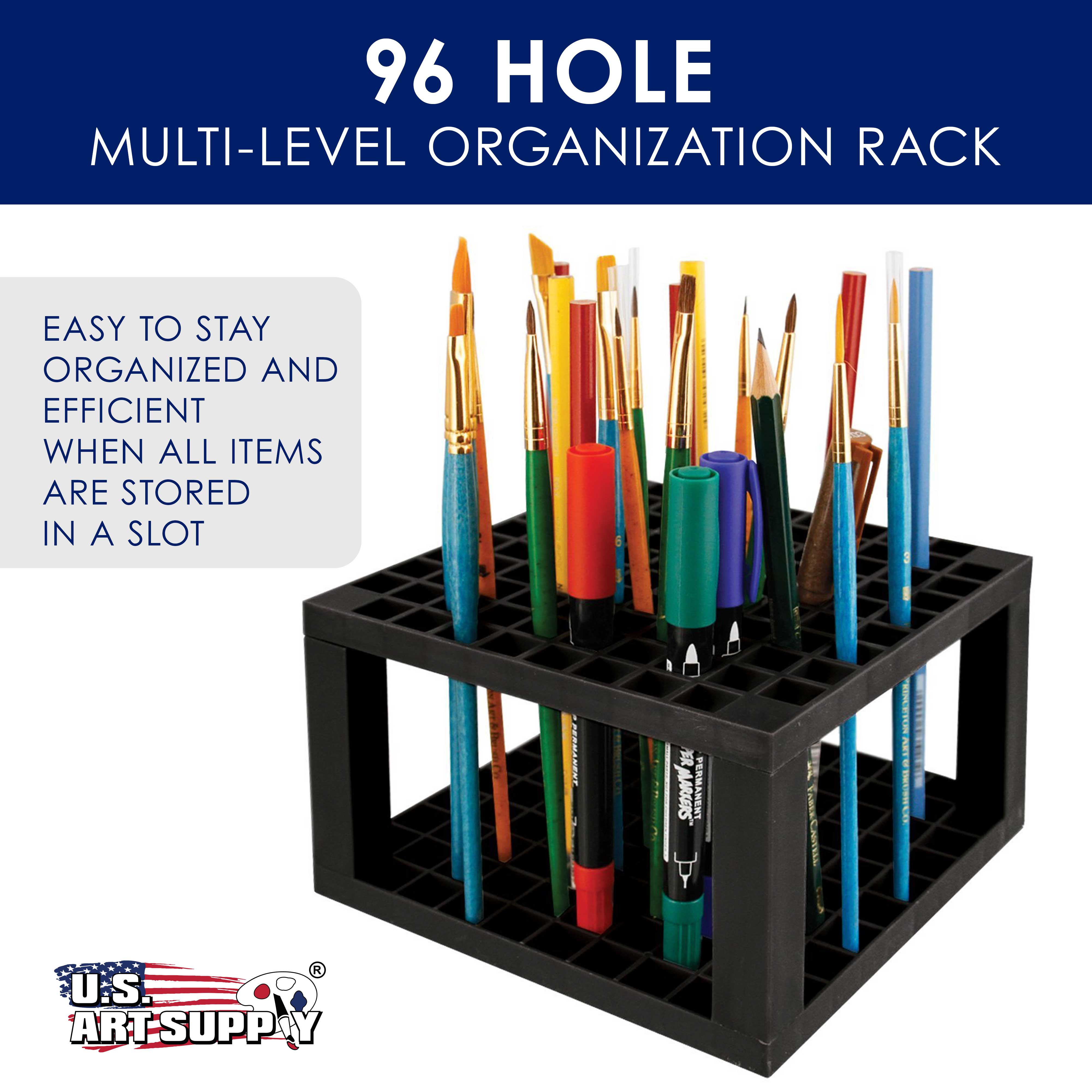 96 Slot Marker Organizer & Paint Brush Holder - Premium Storage for Markers, Pens, Brushes & Colored Pencils | Perfect for Artists, Students & Craft Enthusiasts | Ideal for Desks, Studios & Classrooms