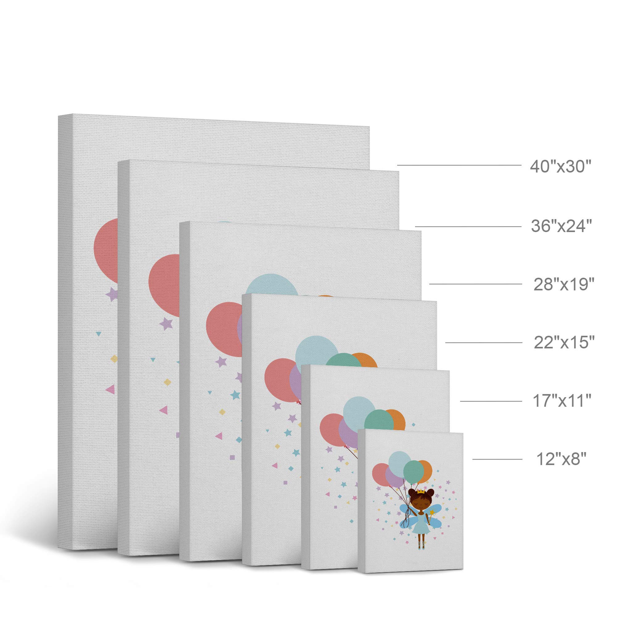 African American Fairy Girl with Balloons Canvas Print - 36x24 Inch Wall Art for Kids Room, Nursery & Baby Room Decor - Ready to Hang, Made in USA | Perfect for Birthday Gifts, Children's Bedroom & Playroom Decorations
