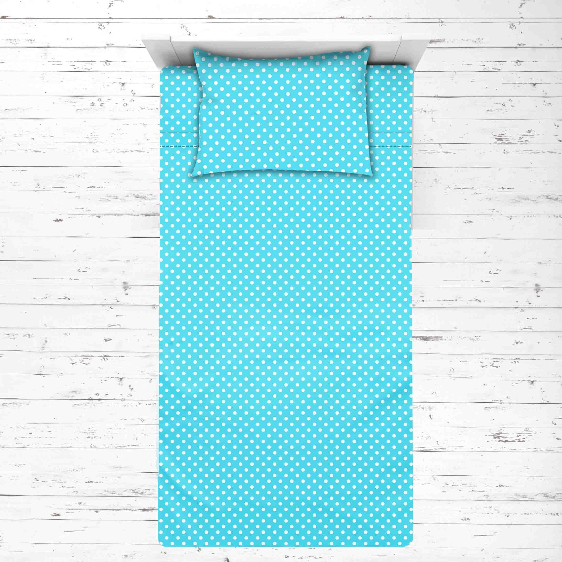 Bacati 100% Cotton Pin Dots Toddler Bed Sheet Set - 3 Piece Soft Breathable Crib Sheets for Baby Boys & Girls, Turquoise - Perfect for Nursery, Daycare & Travel