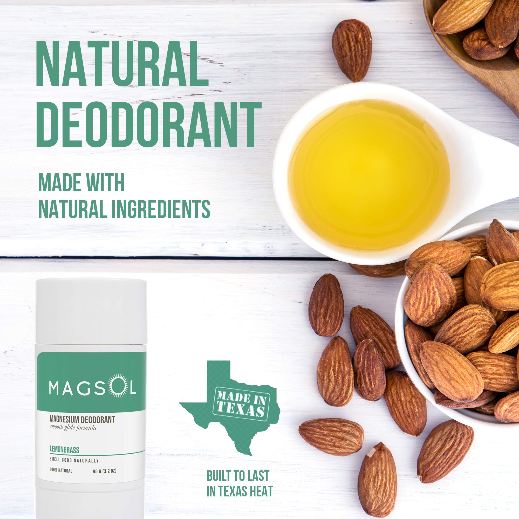 MAGSOL Natural Deodorant for Women & Men - Aluminum Free, Baking Soda Free, Paraben & Phthalate Free - Gentle Formula with Sweet Almond Oil & Beeswax - Fresh Lemongrass Scent | All-Day Protection for Sensitive Skin | Perfect for Workouts, Outdoor Activities & Daily Use