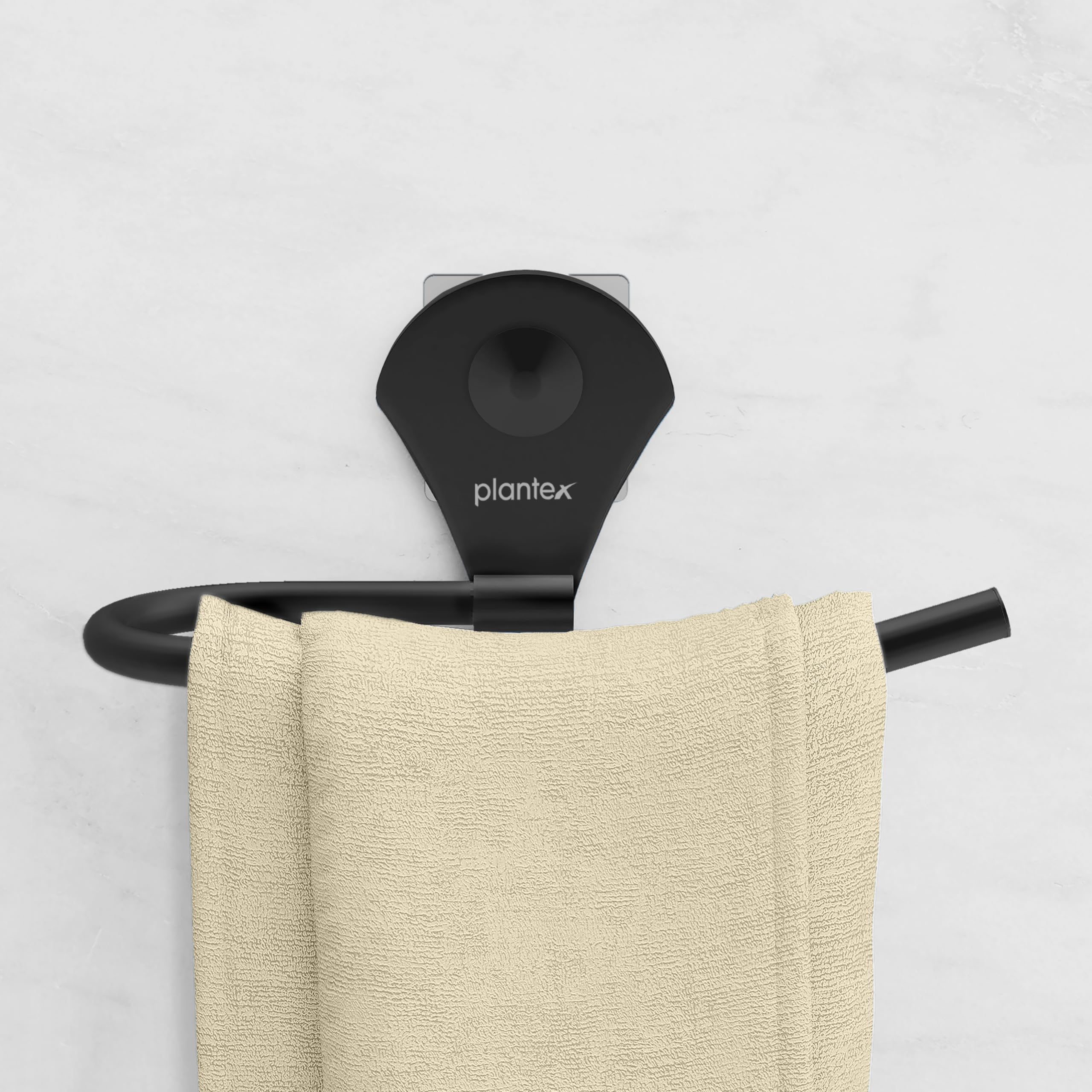 Plantex Royal Self-Adhesive Stainless Steel Napkin Ring - Elegant Towel Ring & Napkin Holder for Kitchen & Bathroom Accessories (Black Powder Coated) - Perfect for Dining Tables, Wedding Decor & Home Organization