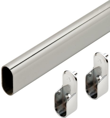 Custom Cut Oval Closet Rod - Up to 92 Inches Length - Choose Your Finish with Included End Supports - Perfect for Walk-In Closets, Bedroom Storage & Wardrobe Organization