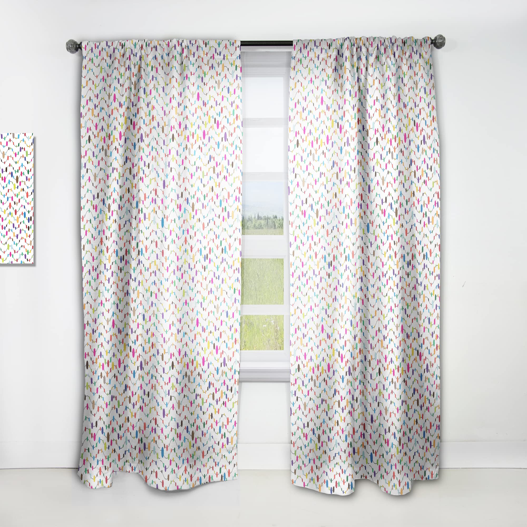 DesignQ Thermal Insulated Curtains - Polka Dot Pattern Blackout Drapes for Bedroom & Living Room (52x90 Inches, Single Panel) - Perfect for Light Control & Home Decor