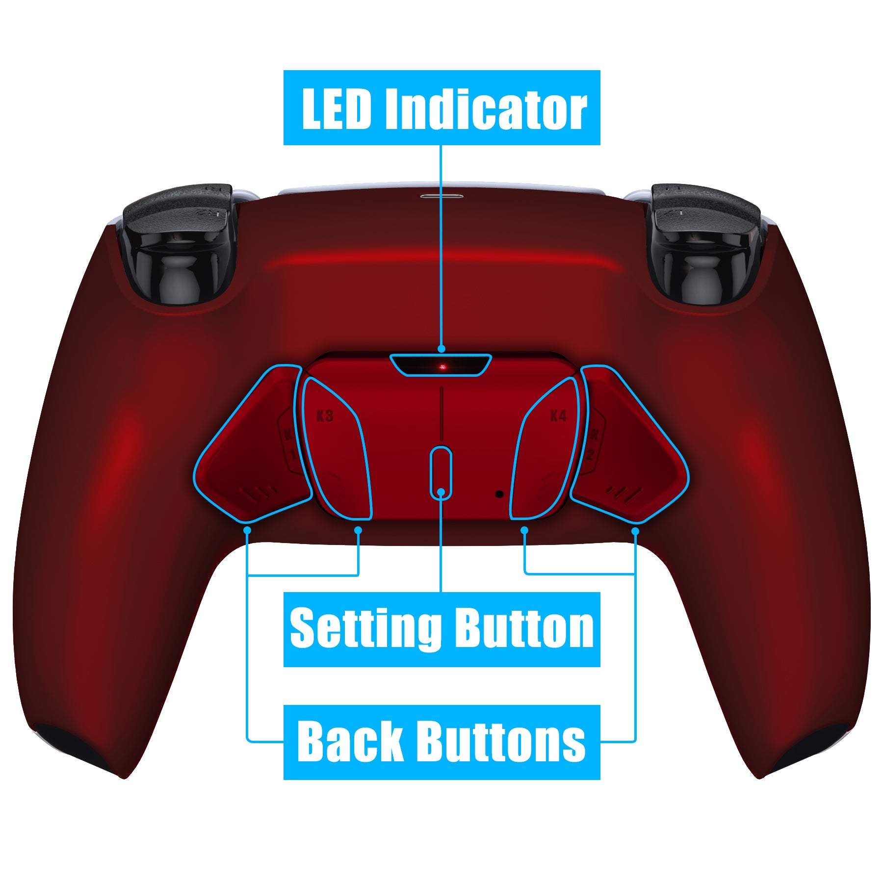 eXtremeRate Remappable RISE4 Remap Kit for PS5 Controller BDM 010/020 - Custom Back Buttons, Enhanced Gaming Performance (Scarlet Red) - Perfect for FPS, Racing & Competitive Gaming