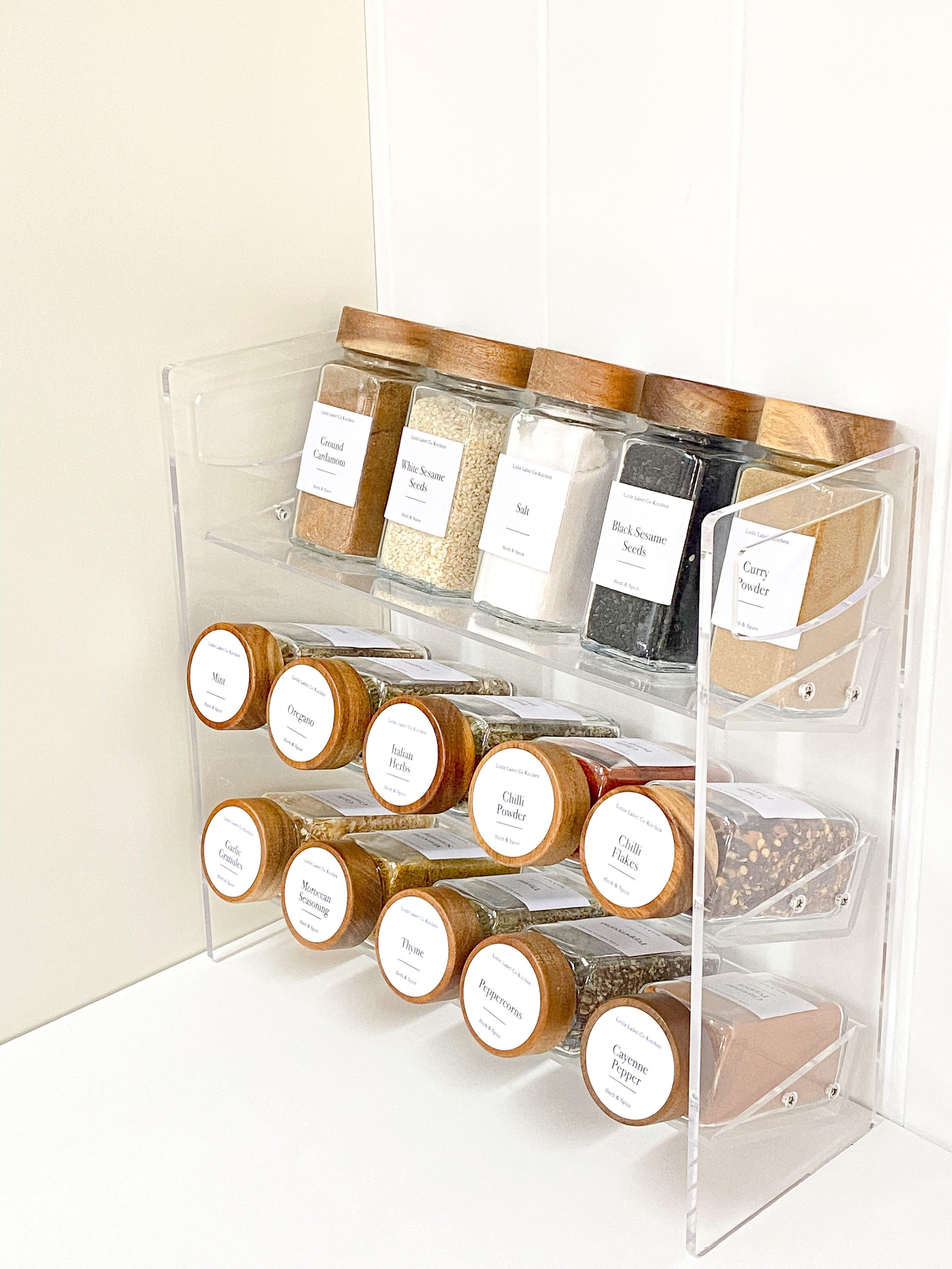 Premium Acacia Wood Spice Jars with Shaker Lids - 125ml (4.2oz) Glass Bottles for Kitchen, Pantry & Spice Organization - Perfect for Herbs, Seasonings & Cooking Essentials
