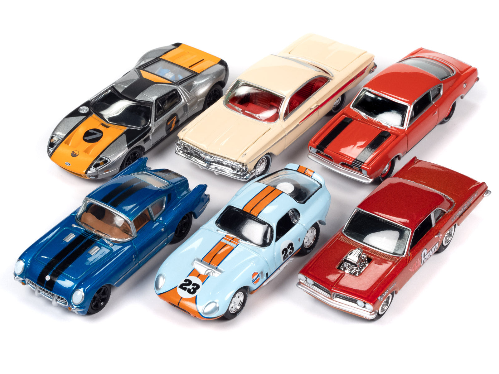 Johnny Lightning 2023 Classic Gold Collection - Set A of 6 Premium 1:64 Scale Diecast Model Cars | Perfect for Collectors, Display & Gift Giving